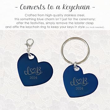 Bride Something Blue Bouquet Charm (Personalized Something Blue Keepsake): Heart or Circle
