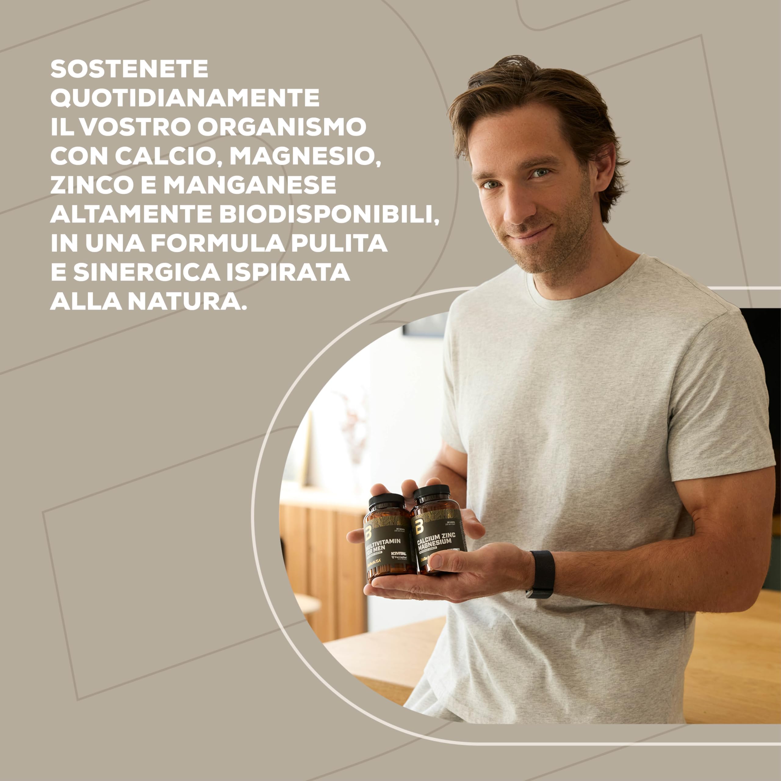 BioTechUSA Calcium Zinc Magnesium | da fonti organiche | Calcio e magnesio per la funzione muscolare | Zinco per il sistema immunitario | 90 compresse