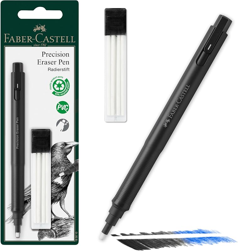 185610 - Eraser Pen Precision Eraser Pen, Includes Refill Eraser, for Professionals and Hobby Artists, White