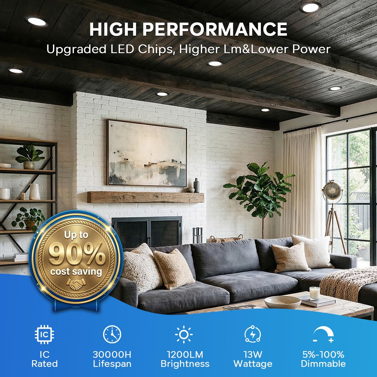 LVWIT Recessed Lighting 6 Inch 12 Pack, Ultra-Thin LED Ceiling Lights 1200LM 2700K-5000K 5CCT Dimmable Canless Recessed Lights Wafer Led Lights for Kitchen Bedroom, ETL,FCC&IC, Black