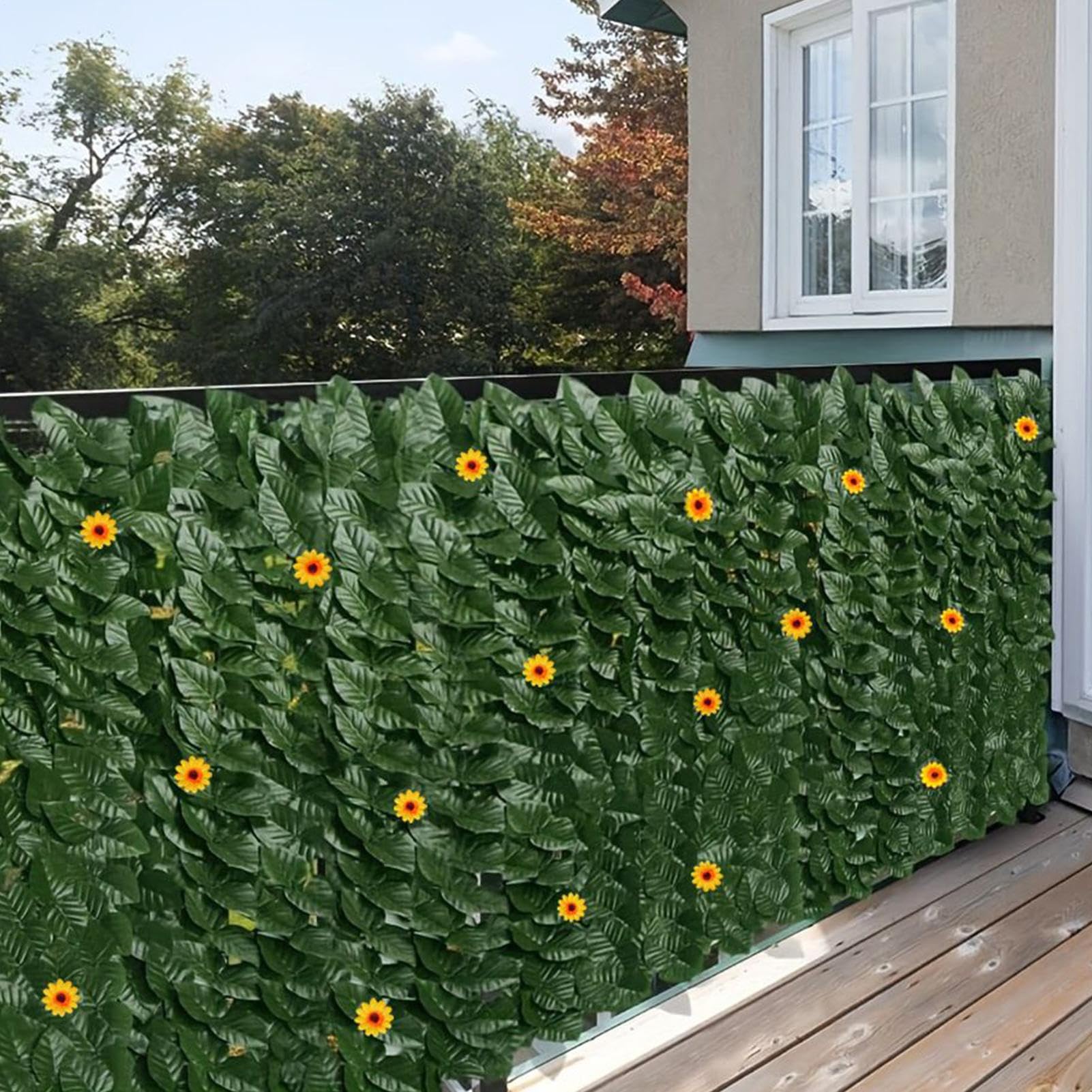 Ogrodzenie ze sztucznego bluszczu, 3 m, dekoracyjna, estetyczna ścianka tła, ochrona przed wzrokiem, pasuje na balkon, taras, do ogrodu, mieszkania, na podwórko i na zewnątrz