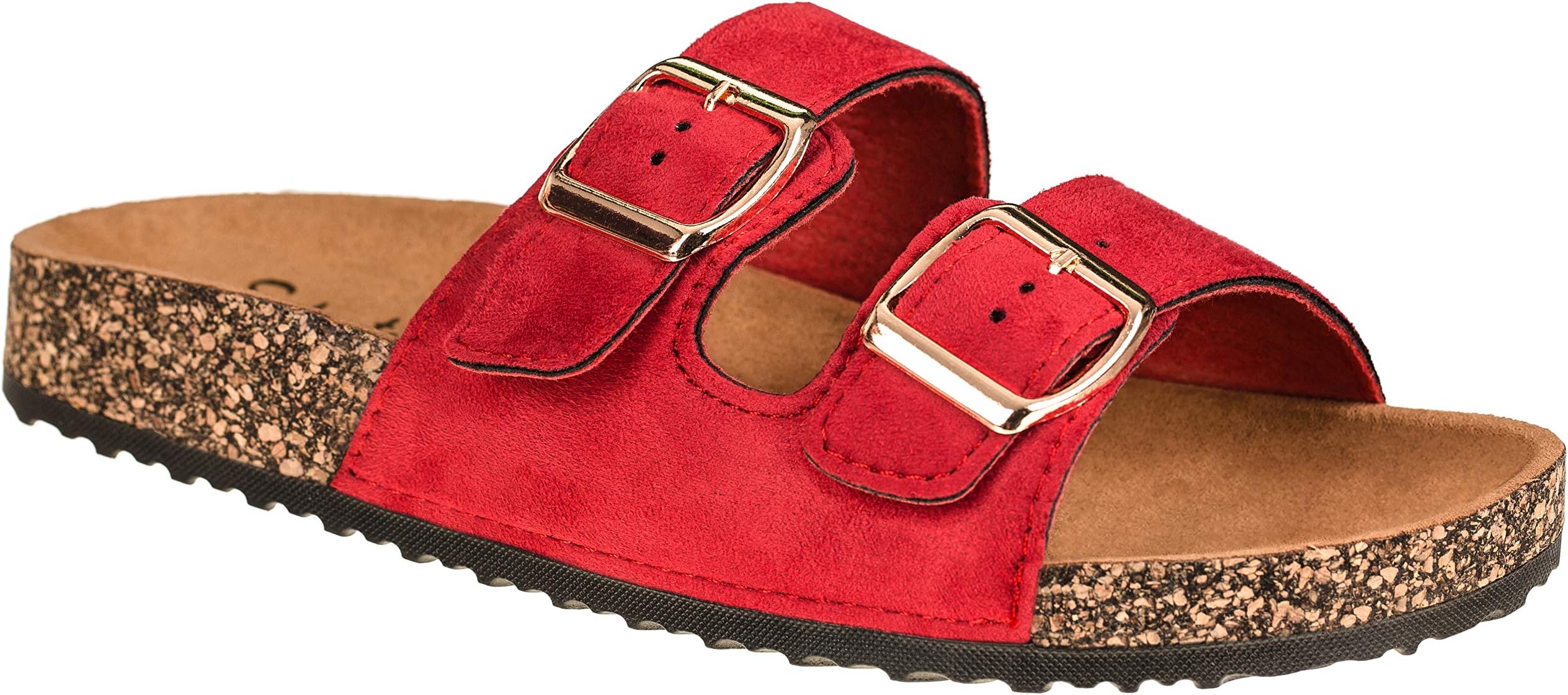 CLOVERLY Comfort Low Easy Slip On Sandal – Casual Cork Footbed Platform Sandal Flat – Trendy Open Toe Slide Sandal Shoes