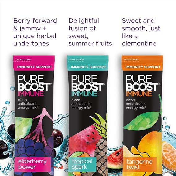 Pureboost Sugar Free Clean Energy & Immune Support Drink Mix Variety Pack, Combo Pack 10 Count, Refreshing Energy Booster with B12 Vitamins, Electrolytes, Antioxidants, Superfoods and No Sucralose