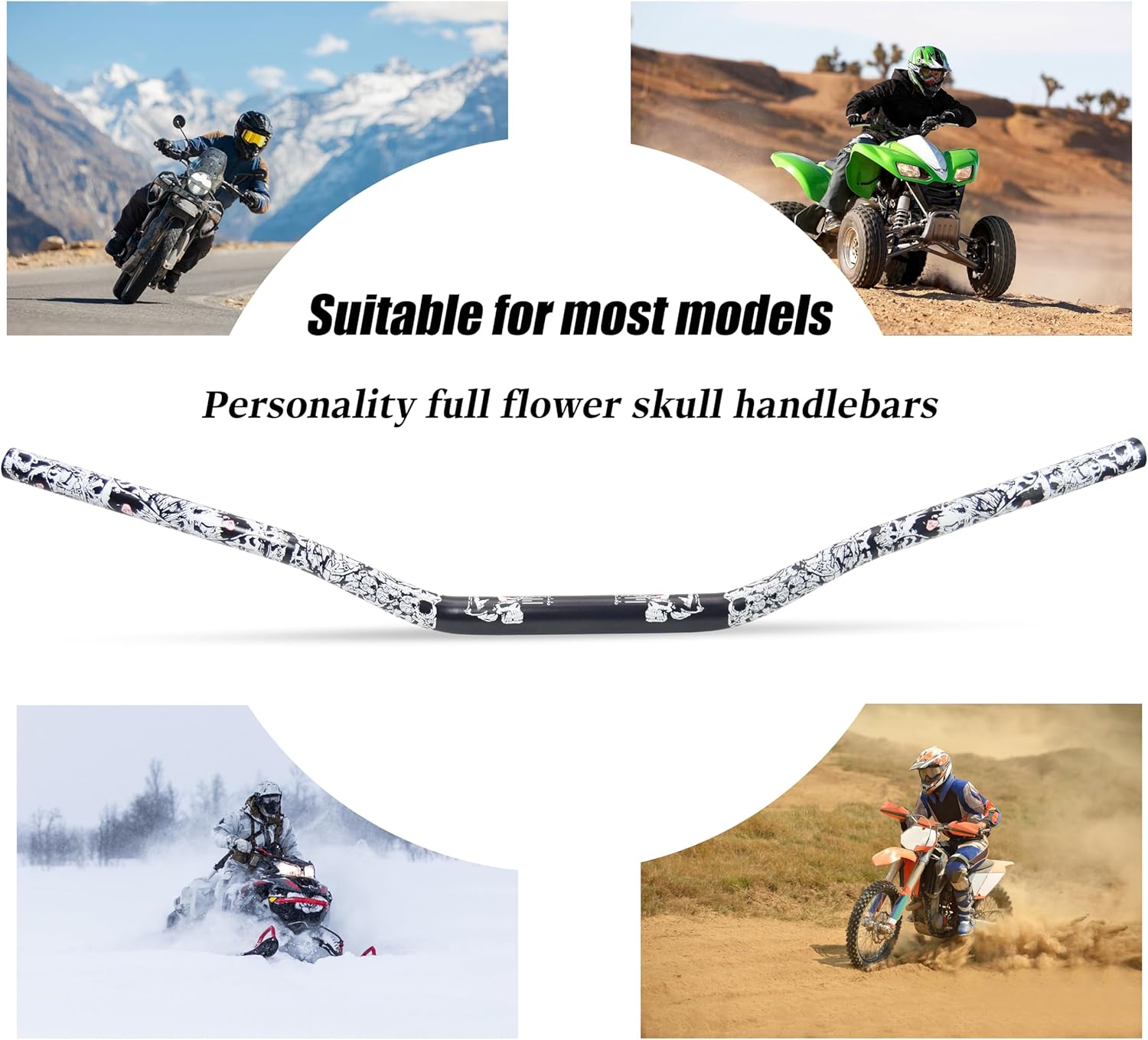 Universal 28mm 1/1/8" Handle Bar For CRF KLX KX LTR TRX SX SXF EXC XCW Motocross Pit Dirt Bike Scooter ATV Quad Bike Grizzly Hawk 250 Bicycles (Black)