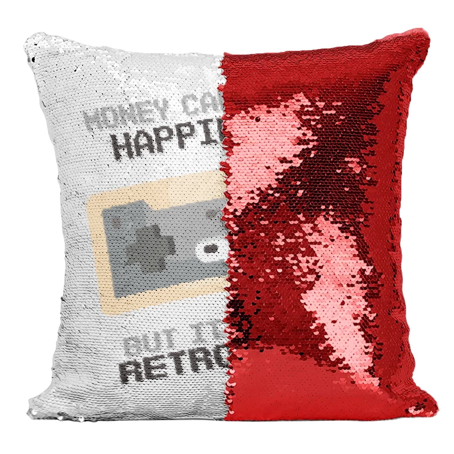 Coussin housse sequin rouge Retro Games aux finitions premium pour canapé élégant