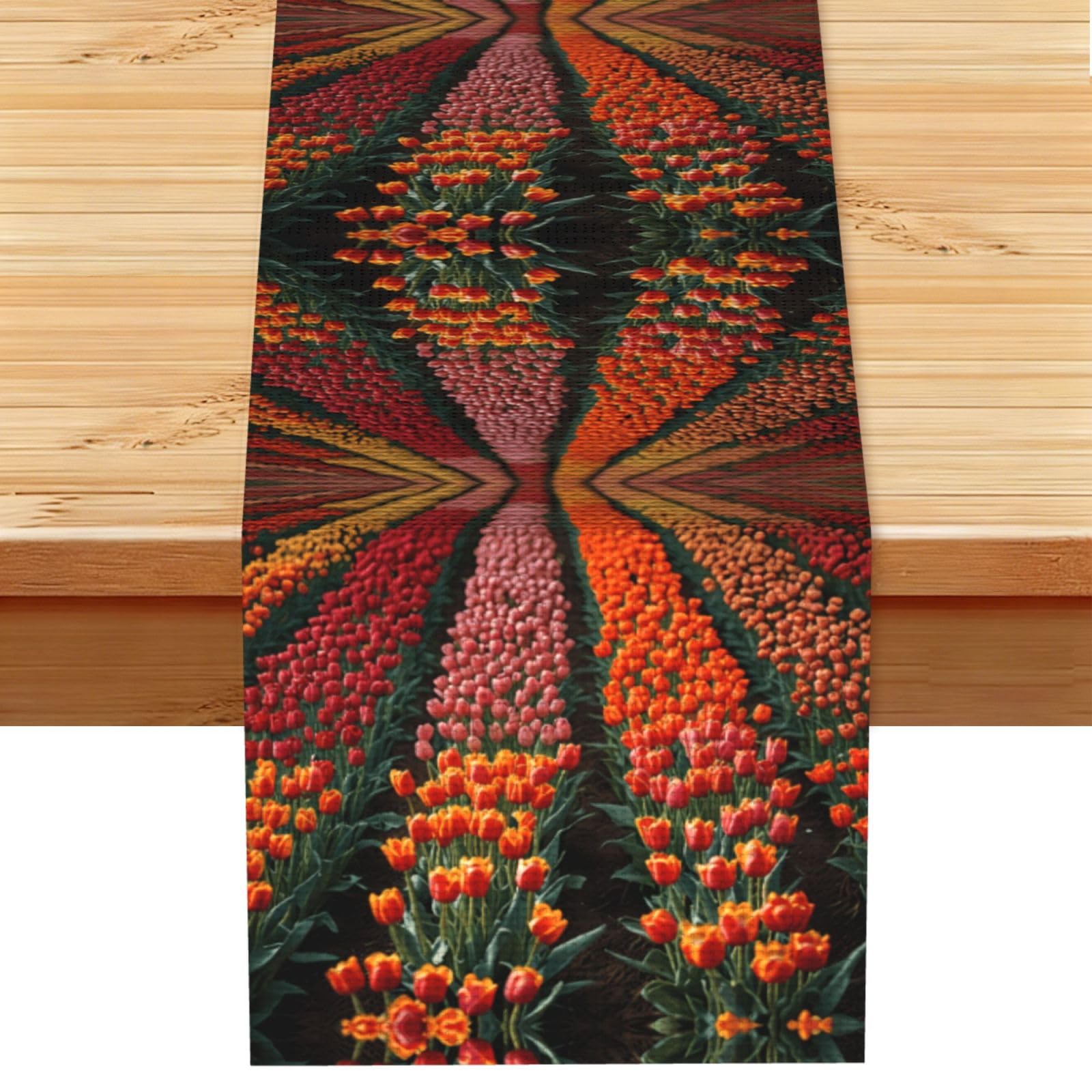 Fields of tulips Linen Feel Table Runner Wedding Party Home Decoration