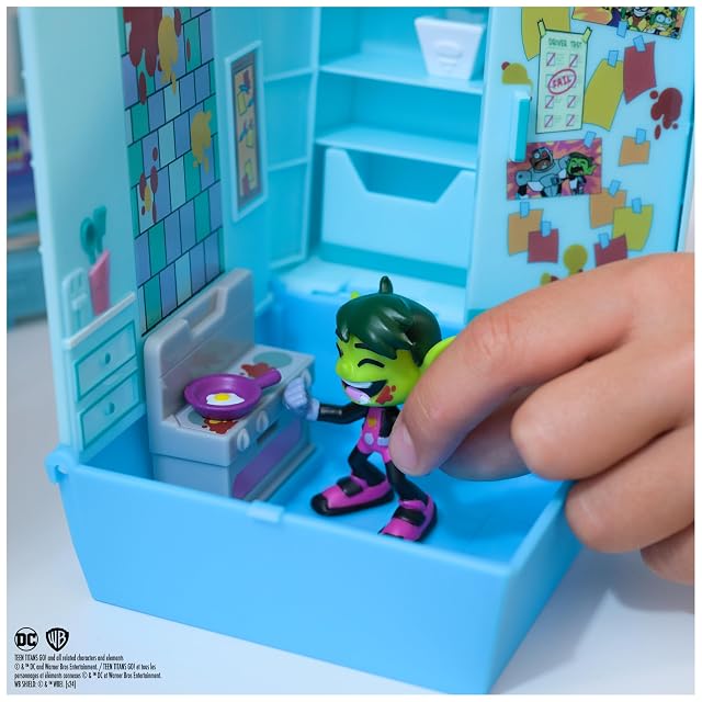 Foto 5 de 8 de DC Comics Teen Titans GO! - Set DE Juego Kitchen Chaos: 2 ESCENARIOS EN 1, Figura Cyborg, Chico Bestia…