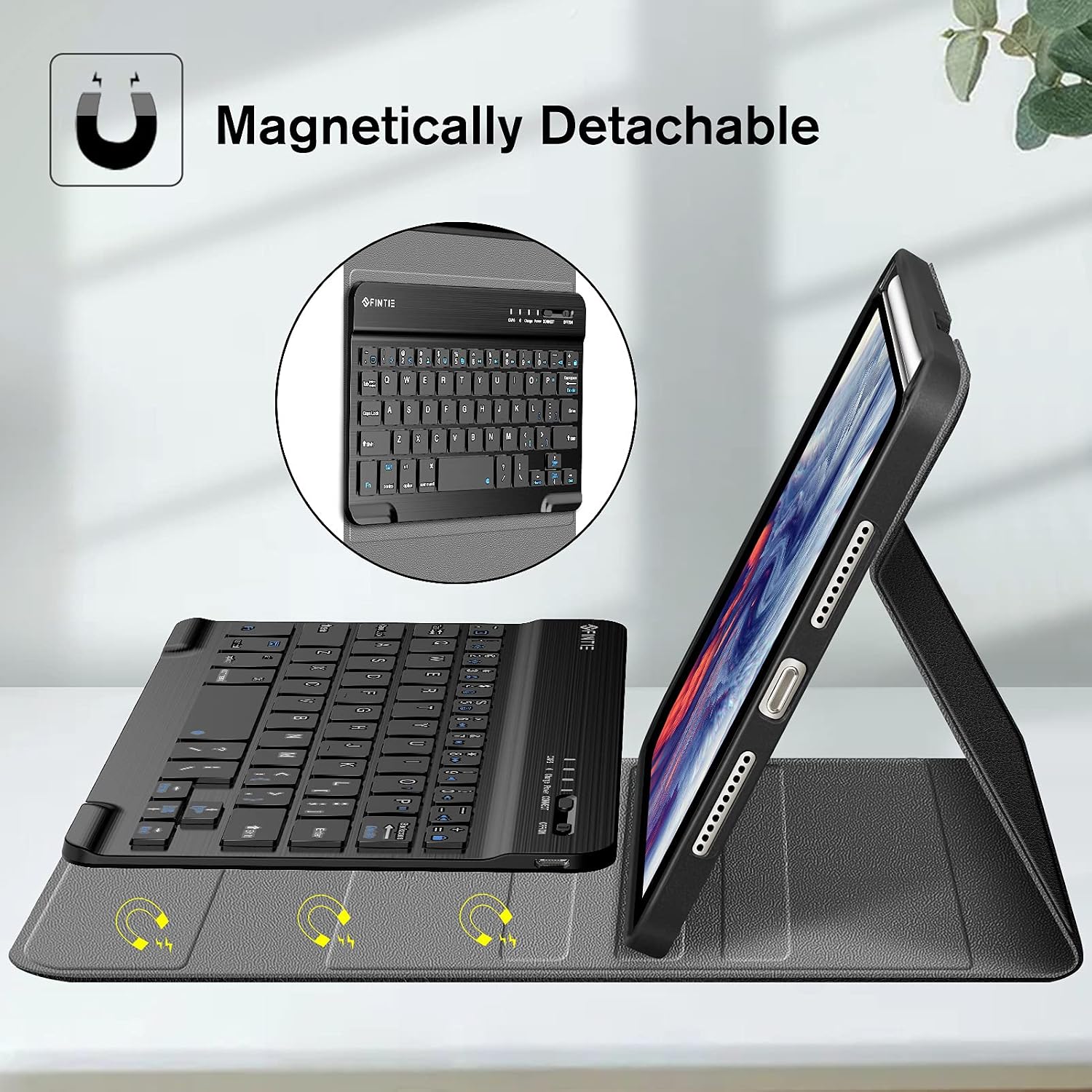 Fintie Keyboard Case for iPad Mini 6 2021 (8.3 Inch), Soft TPU Back Cover with Pencil Holder & Magnetically Detachable Wireless Bluetooth Keyboard for iPad Mini 6th Generation, Black