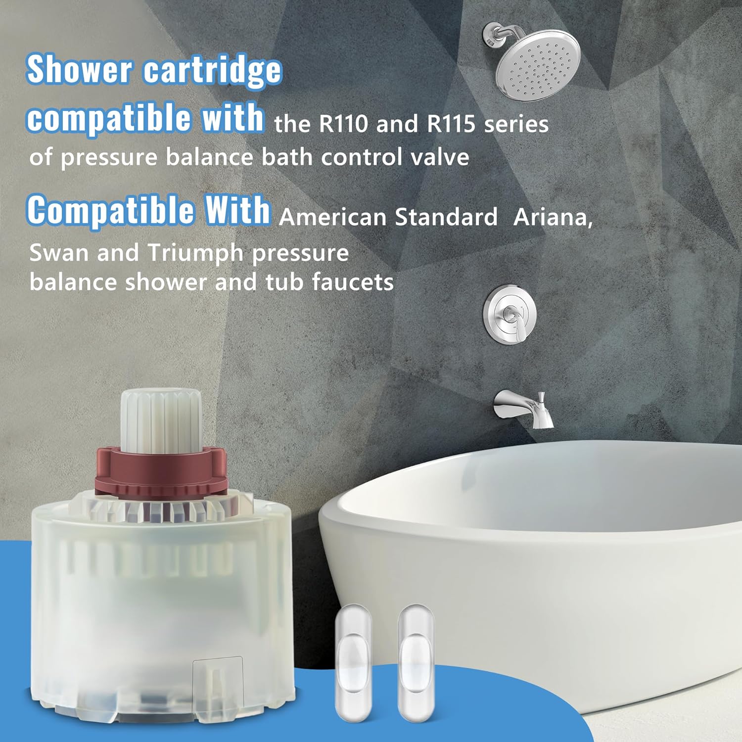 Dreyoo 2 Pack Pressure Balance Cartridge Compatible with American Standard Shower Valve R110/R115 A954.4400070A for Bath Tub and Shower Single Lever Faucets Handle Valves