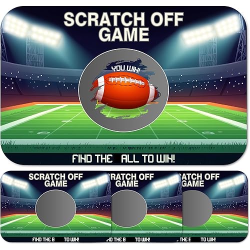 Football Scratch Off Games, Sports Lottery Card Ice Breaker for Rugby Football Lover Party, 50 Sets with Stickers