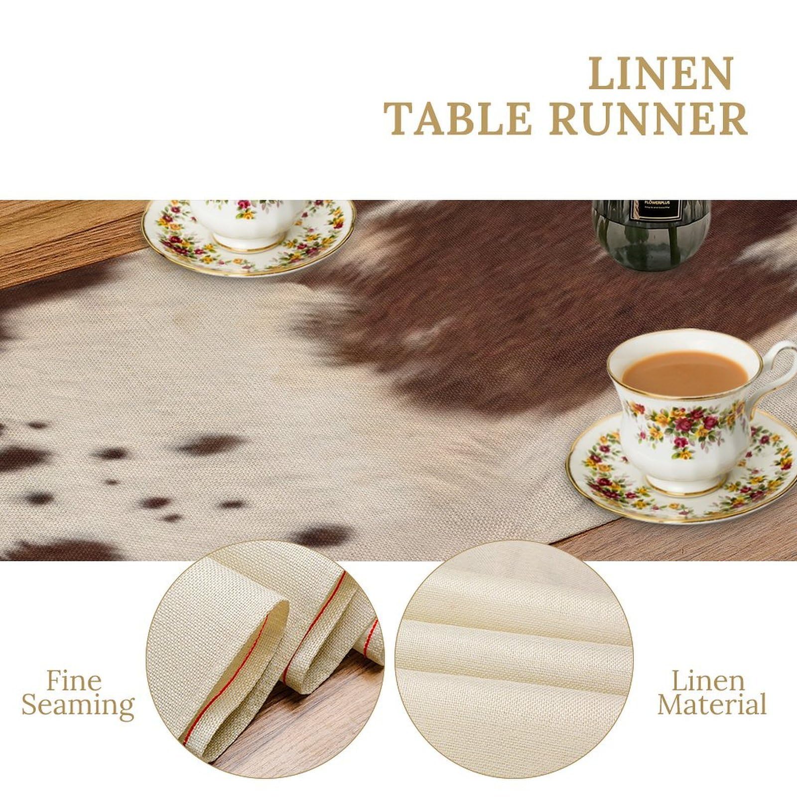 Camino de mesa con estampado de vaca, estilo occidental, estilo occidental, decoración para el hogar, cocina, comedor, 13 x 108 pulgadas
