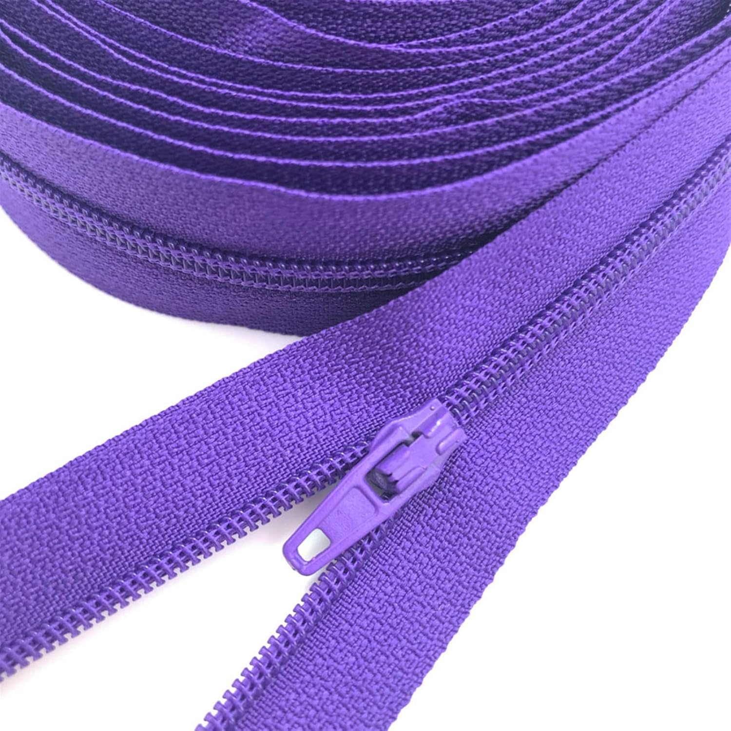 Nylon Zippers, Nylon Coil Zippers 3 Meters Multicolor with Pack of 5 Auto Lock Zipper Sliders(134 Pink)