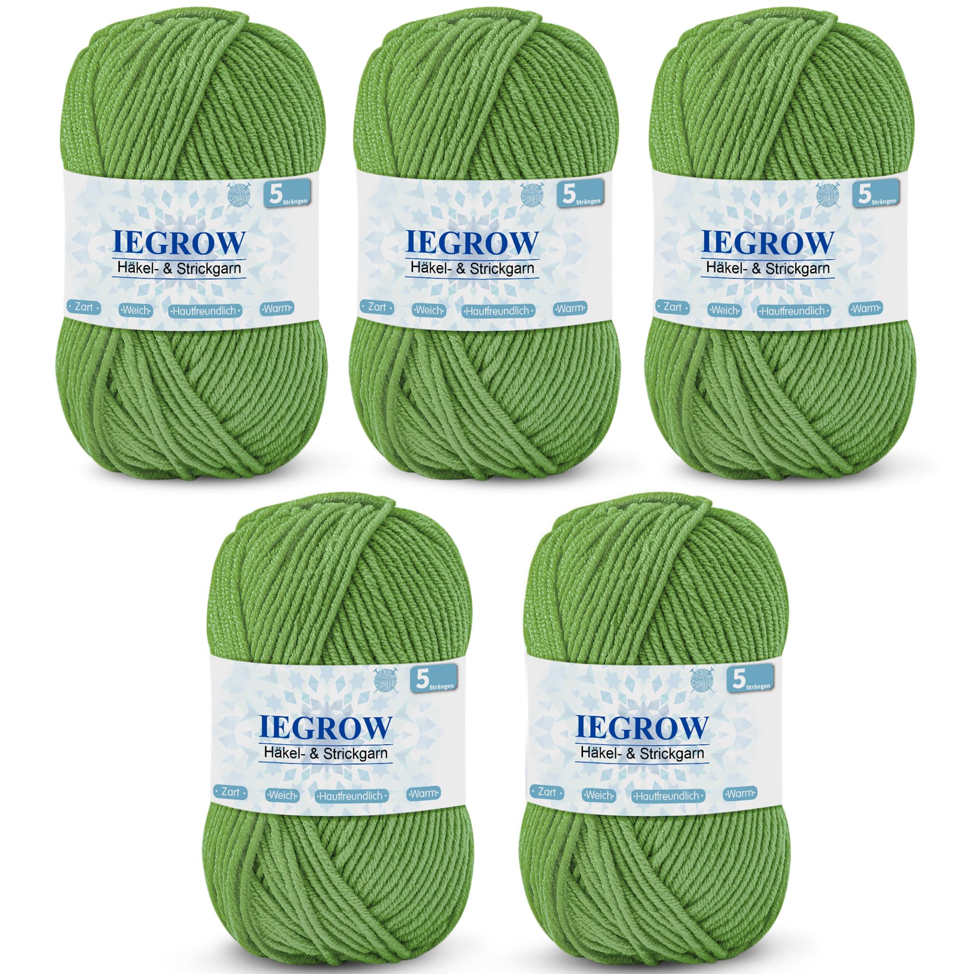 Häkelgarn (50g x 5 Farben), 5-fach Garn zum Stricken, Garn zum Häkeln und Stricken, Handstrickgarn-Sets