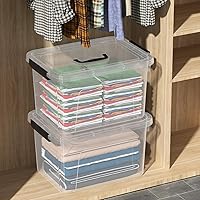 Vista 5 de Contenedor de plástico de 17.5 L con tapas, caja de cierre transparente, 4 paquetes