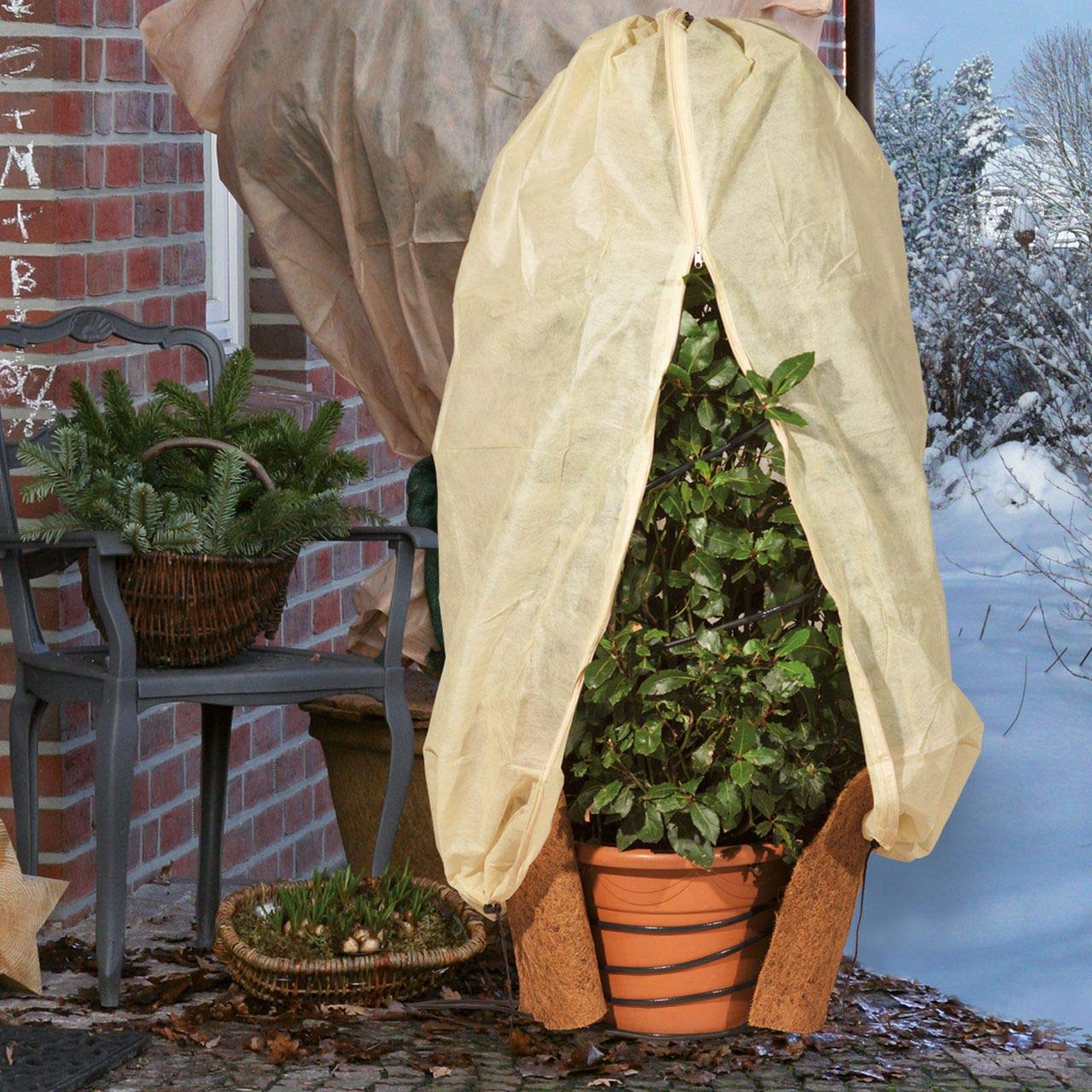 AFP Frostschutz Heizkabel 15 Meter mit Thermostat selbstregulierend • Pflanzenheizung Kübel und Stamm • Wasserleitung frostfrei • Winterschutz Pflanzen • Plus 2 Jutesäckchen