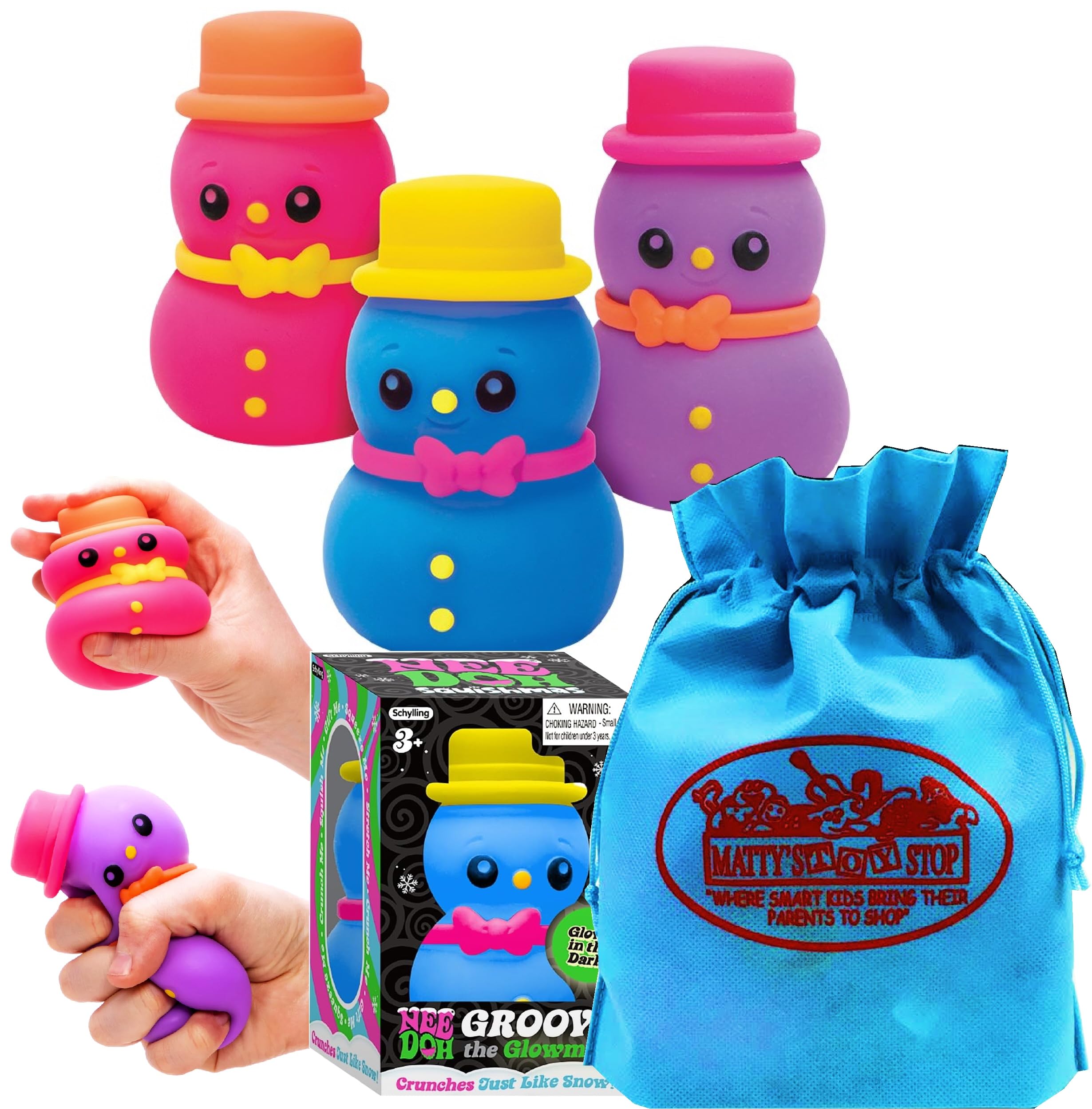 Schylling NeeDoh Squishmas Groovy Glowman – Pupazzo Di Neve Gommoso Che Si Illumina Al Buio (8,9 Cm)