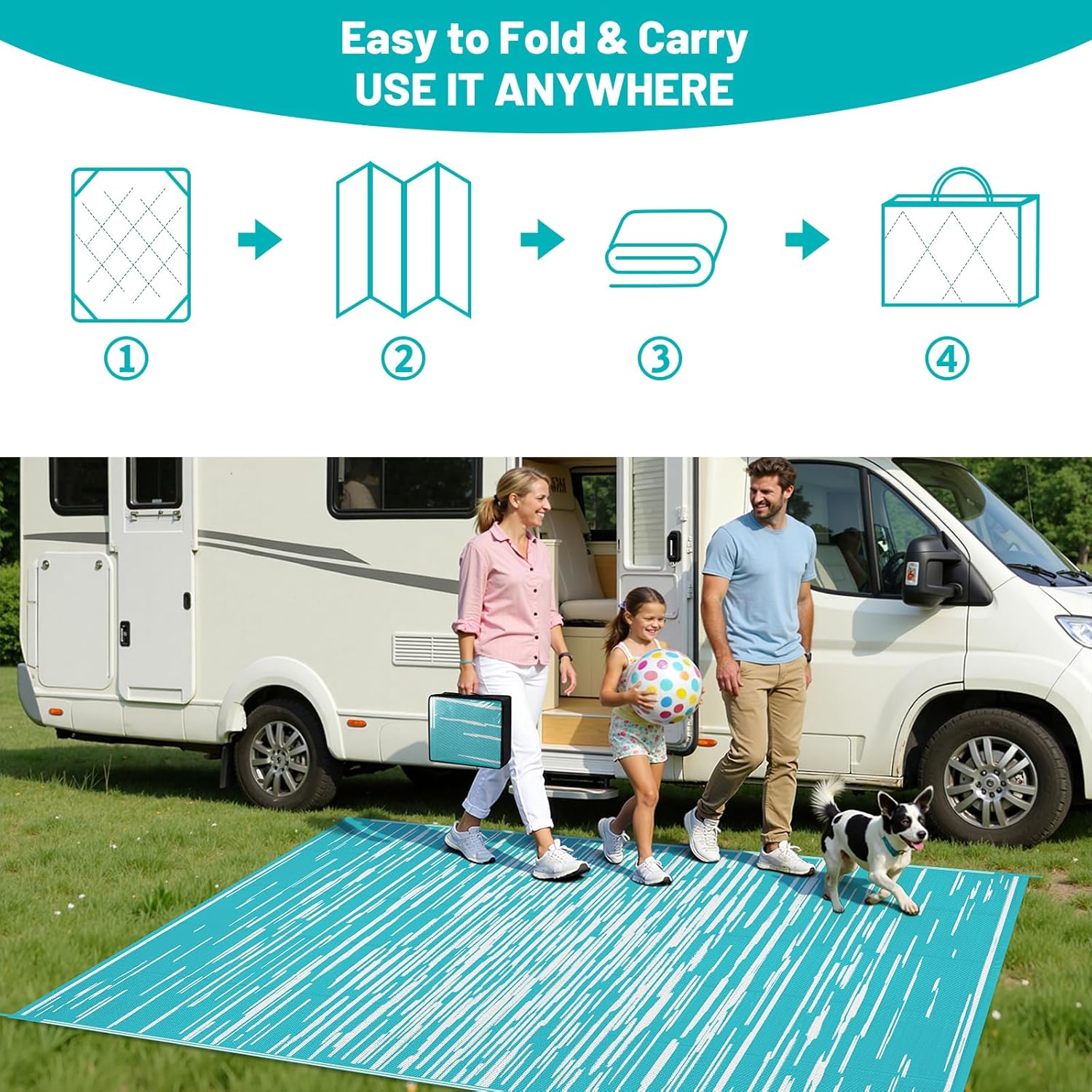 HEBE Outdoor Rug 6' x 9' Waterproof for Patios Clearance, Reversible Plastic Straw Rug Camping Carpet, Indoor Outdoor Area Rugs Patio Mats for RV,Picnic,Backyard,Deck,Balcony,Porch