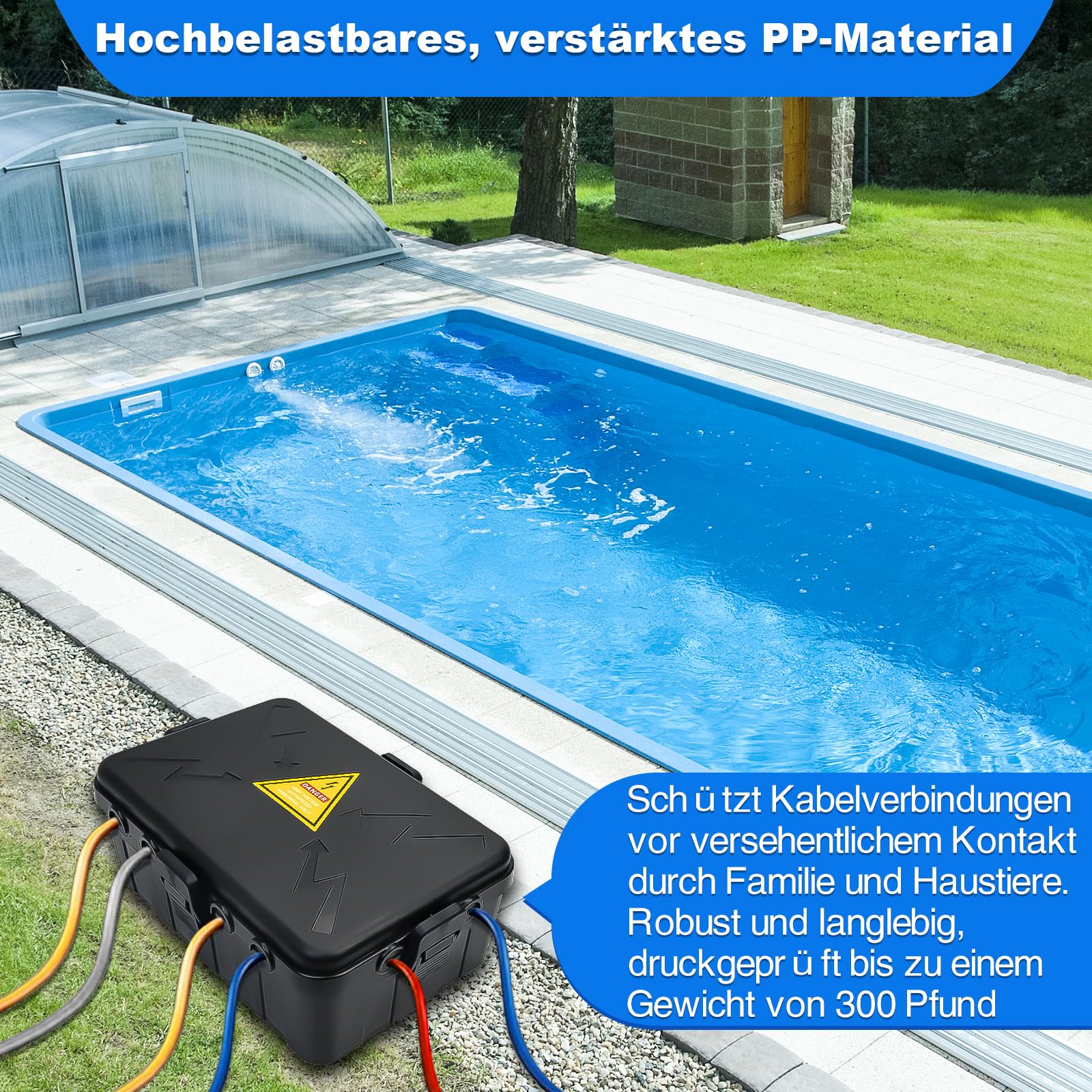Außenbereich Elektrobox,IP54 Wasserdichte Outdoor Outlet Covers, Wetterfeste Verlängerungskabel Abdeckungen Schützen Steckdose, Steckdose, Timer,Plug,Holiday Light (32 x 22 x 13 cm)-Schwarz