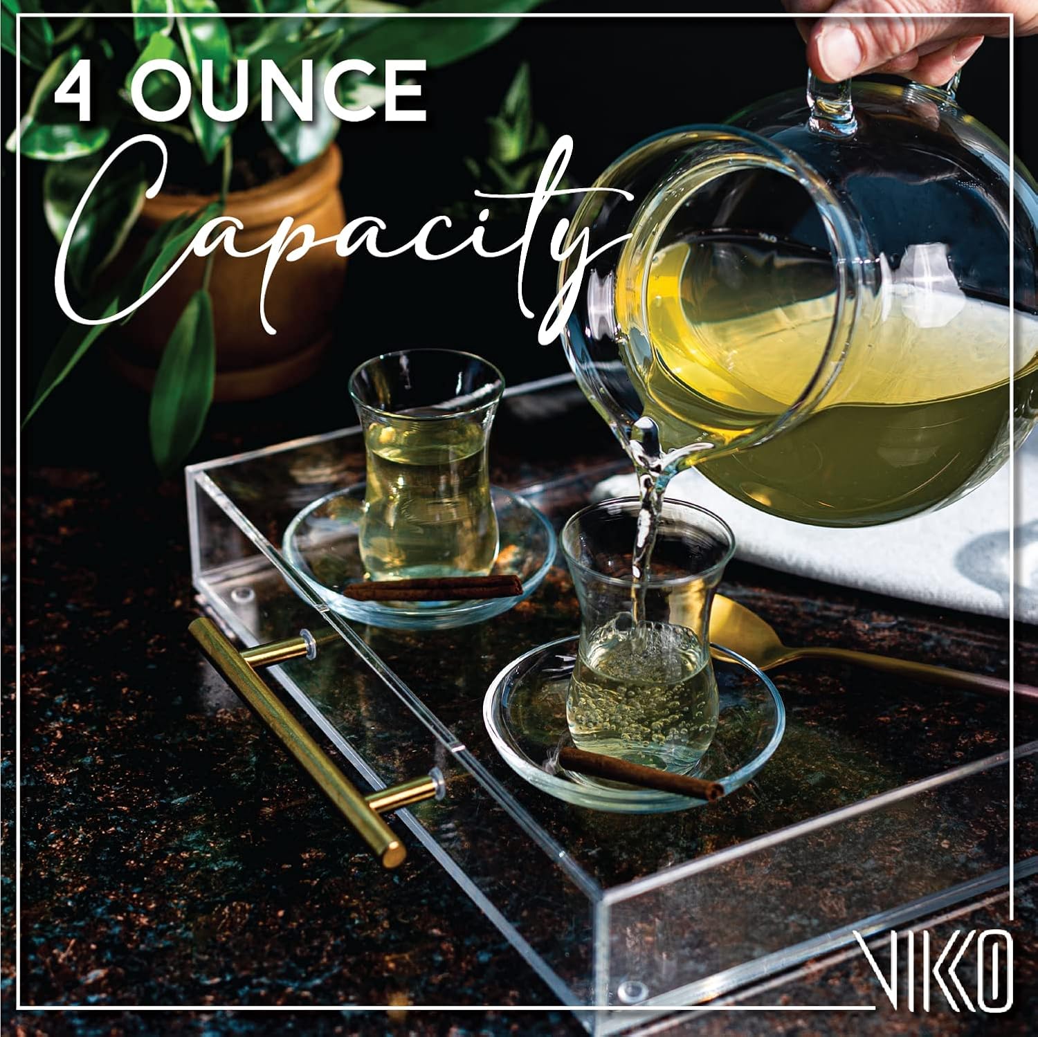 Vikko Turkish Tea Glasses and Saucers, 4 Oz Turkish Tea Cups, 6-Piece Set - Image 5