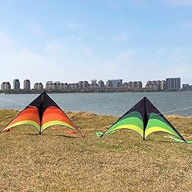 Mint\'s Colorful Life 2 Pack Delta Kites for Kids & Adults, Extremely Easy to Fly Kite, Best Kite for Beginner(Green & Yellow)