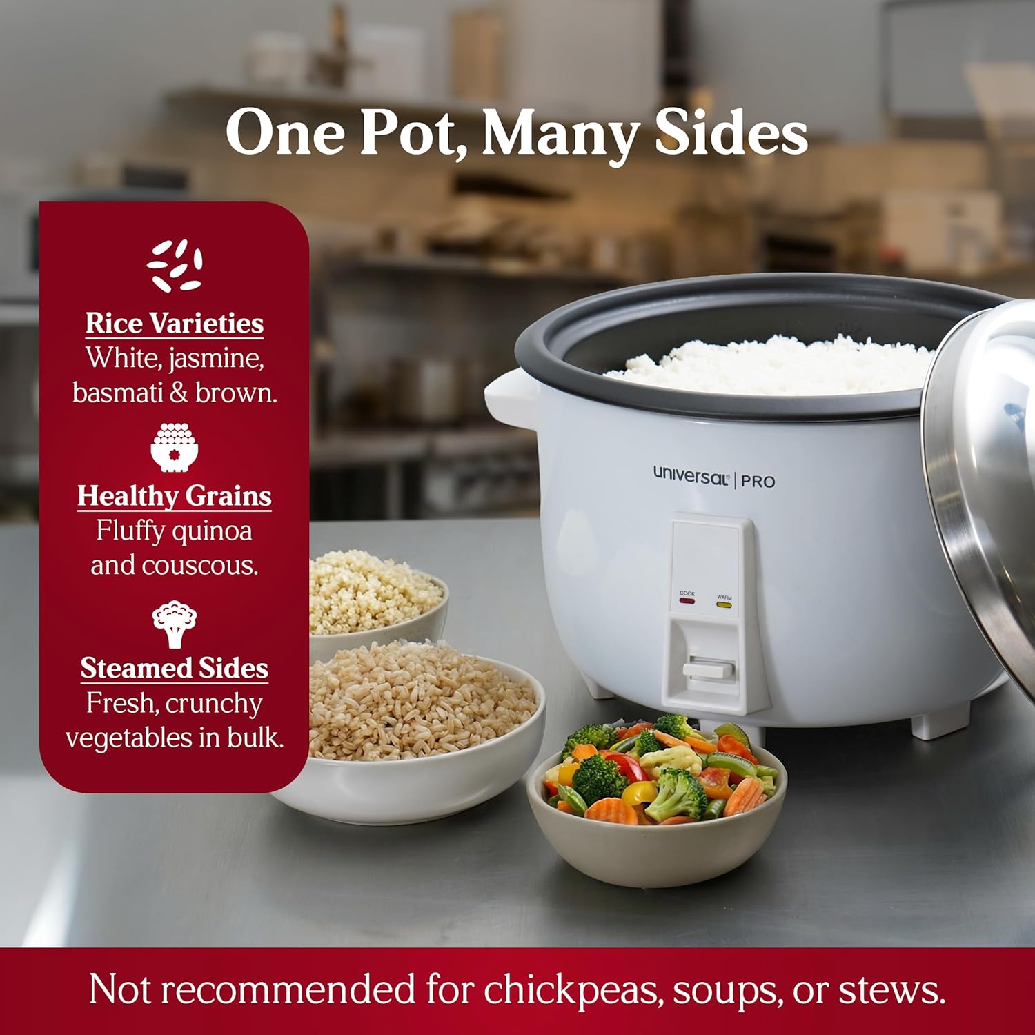 Universal PRO Magna Commercial Rice Cooker, 35 Cups Uncooked and 70 Cups Cooked Rice, 5.9QT Large Rice Maker with Nonstick Inner Pot, One Touch Operation, Auto Keep Warm, Electric Rice Cooker for Restaurants, Catering, and Hotels, Easy to Clean