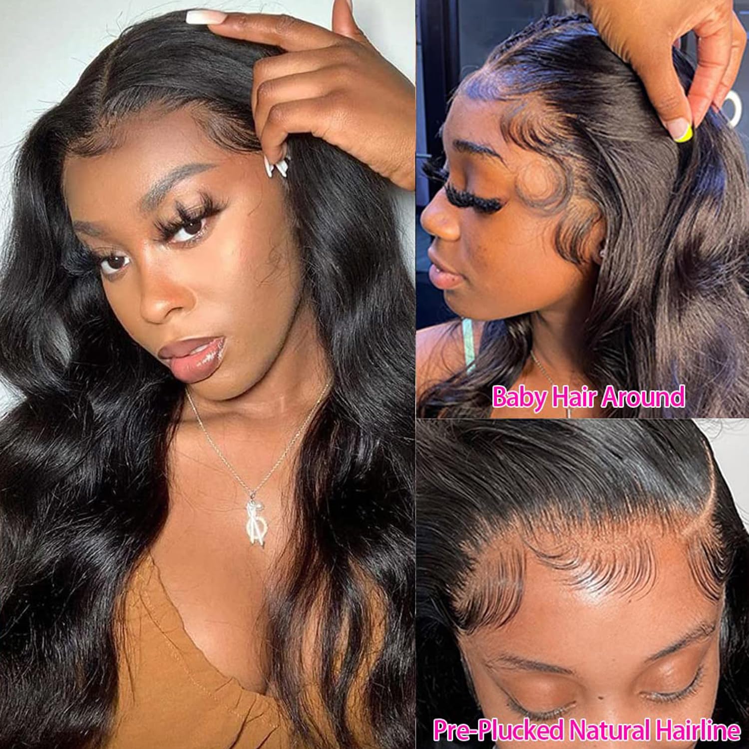 20 Inch 13x6 Body Wave Lace Front Wigs Human Hair Pre Plucked 180% Density HD Transparent Lace Frontal wig For Women Body Wave Wigs With Baby Hair