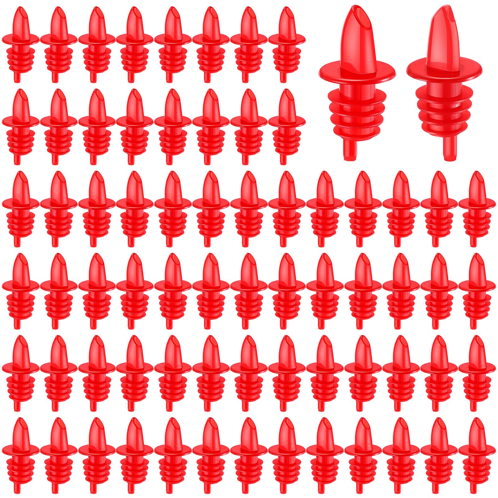 70 Pcs Liquor Bottle Pourers Plastic Liquor Pour Spout Classic Bottle Pourers for Alcohol Leak Proof Snow Cone Syrup Pour Spout Accessories for Valentines Party Home Bar Kitchen (Red)