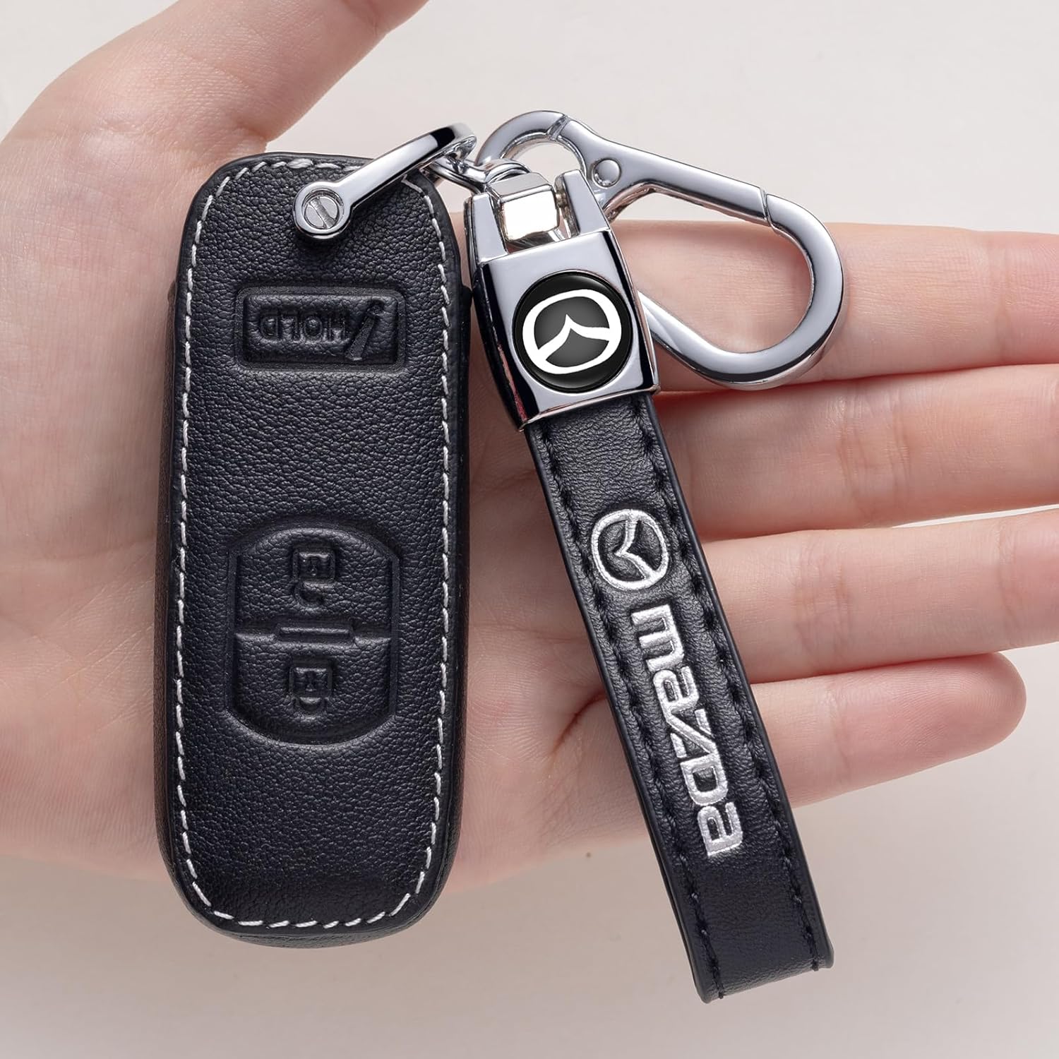 Key case for Mazda,Key Fob Cover Leather Key Holder Remote Key Protection Case Suit for Mazda 2 3 5 6 8 MX5 CX3 CX5 CX7 CX9 3 Buttons