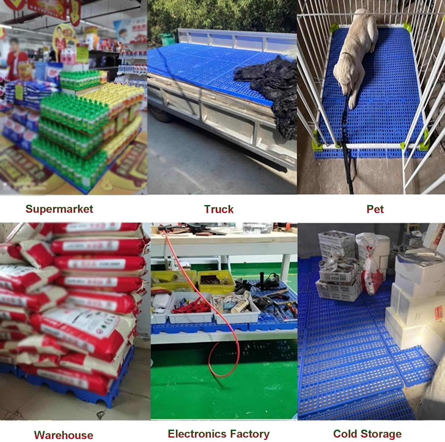 Lightweight Waterproof Plastic Pallets, 2 Pack Moisture-Proof Storage Pads, Breathable Grid Ventilation for Basement, 30x30x5cm, Blue - Ideal Floor Storage Solution