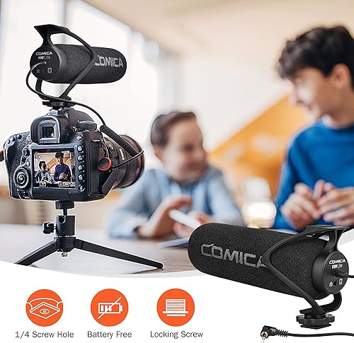 Miniatura 10 de comica CVM-V30 LITE Micrófono de cámara direccional súper cardioide para cámaras Canon Nikon Sony Fuji DSLR y teléfonos inteligentes iPhone Android