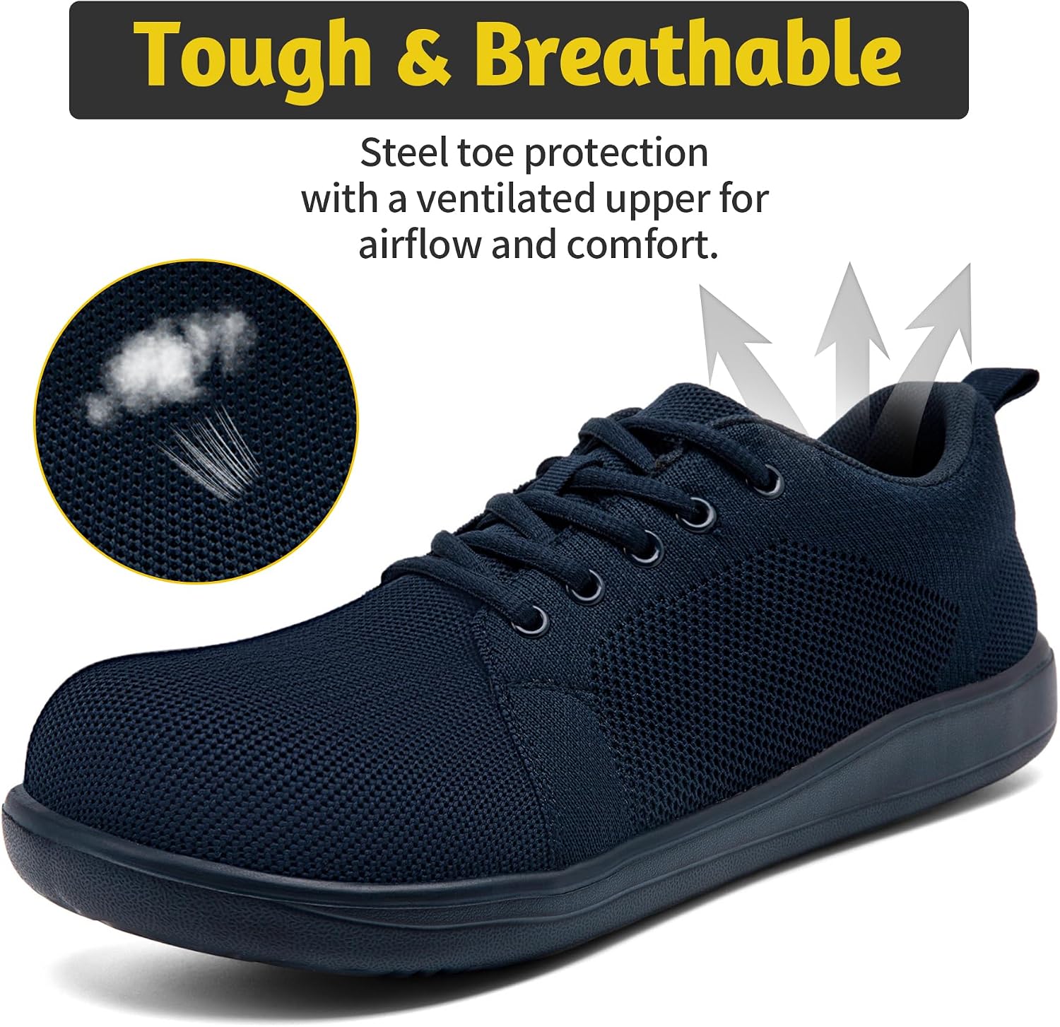 Steel Toe Shoes for Men Non Slip Work Sneakers Composite Toe Safety Tennis Industrial Construction Comfortable Shoes Wide Toe Box Walking