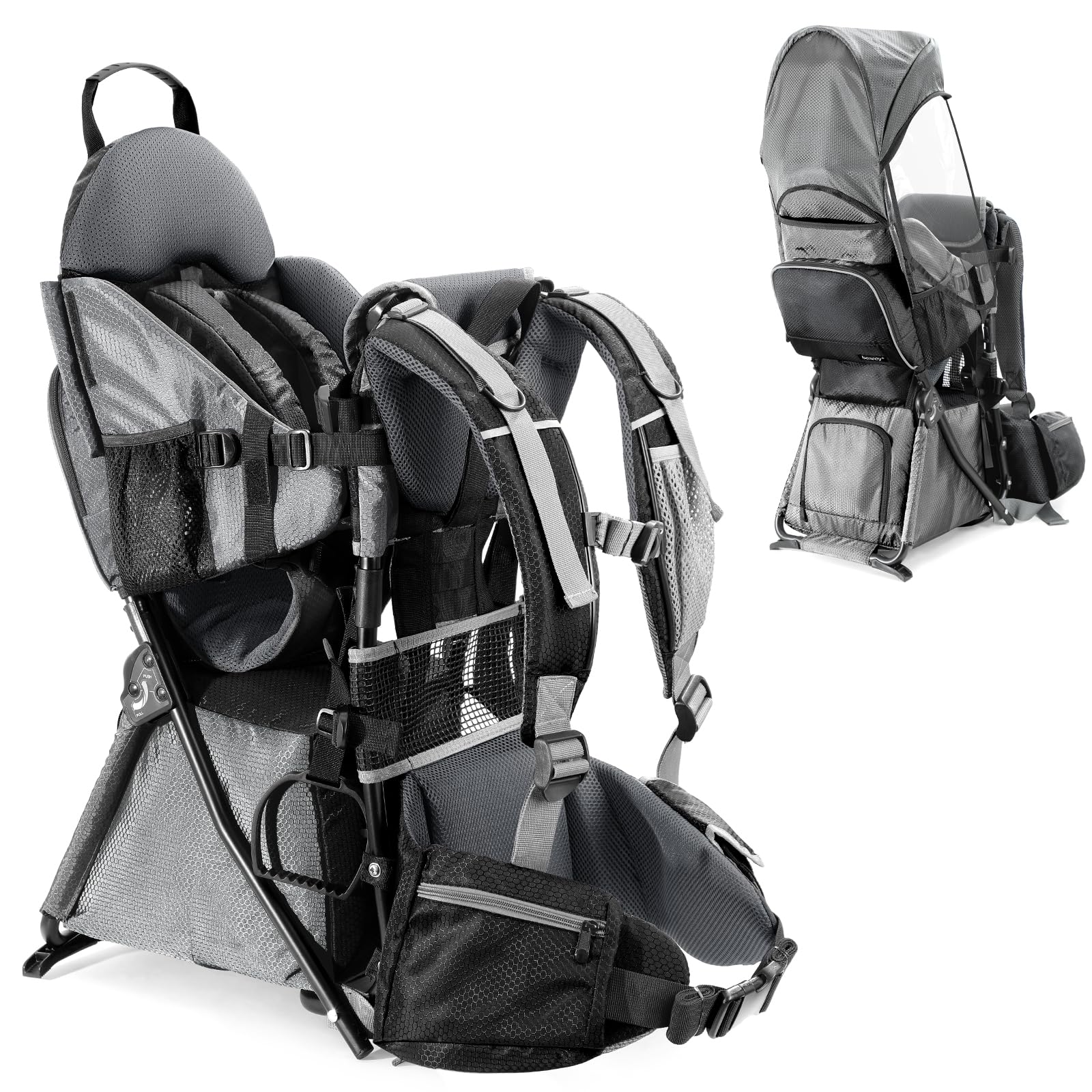 besrey Mochila portabebés, portabebés ergonómico, mochila de senderismo segura para niños pequeños con gran espacio de almacenamiento, asiento acolchado ajustable para niños | Mochila para bebé resistente al agua, gran espacio de almacenamiento, parasol y