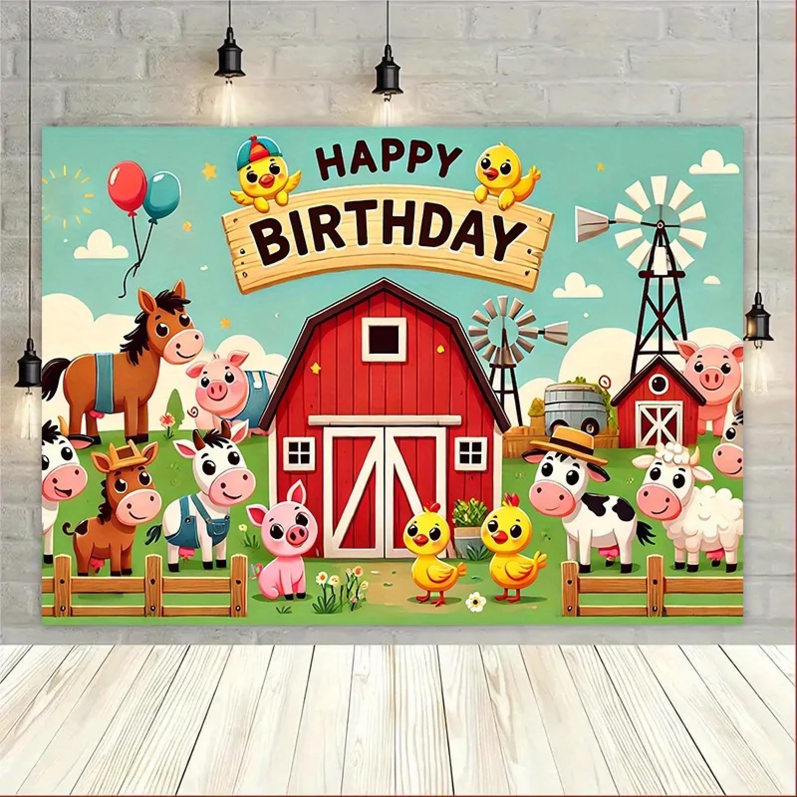 Happy Farm Theme przyjęcie urodzinowe żywe tło winylowe