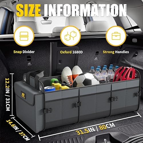 Miniatura 2 de MIKKUPPA Organizador de maletero de coche con hielera, organizador grande de 100 L, 1680D Oxford plegable para maletero de SUV con 2 correas