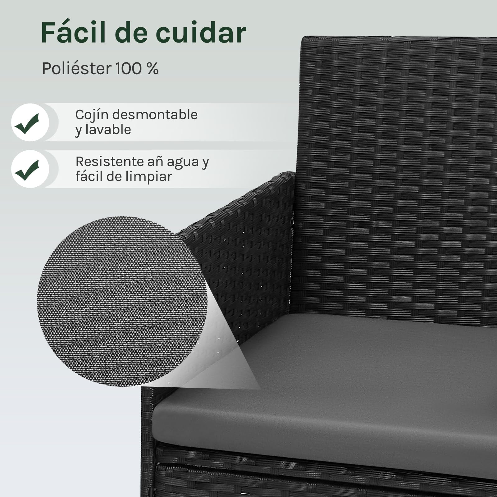 WOLTU Muebles de Jardín, 1 Mesa de Jardín, 1 Sofá y 2 Sillones con Cojines, Conjunto de Terraza y Patio, Mesa y Sillas de Exteriores, Terraza, Balcón, Aspecto Ratán, Gris