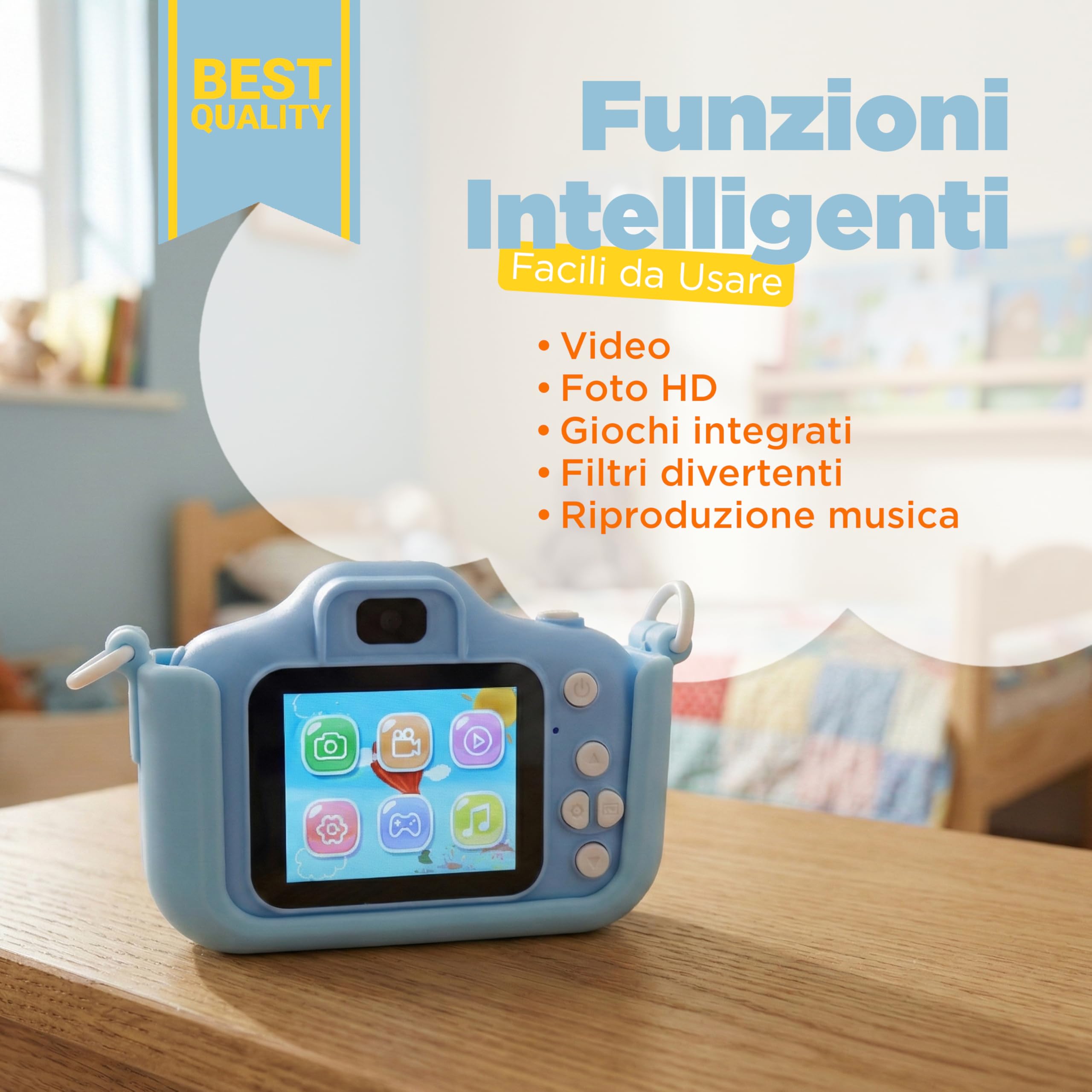 Fotocamera Digitale Bambini con Video HD, Giochi Integrati e Filtri Divertenti, Macchina Fotografica per Bambini con Cover in Gomma Antiurto, Display LCD, Micro SD Inclusa, Giocattolo Educativo - 5