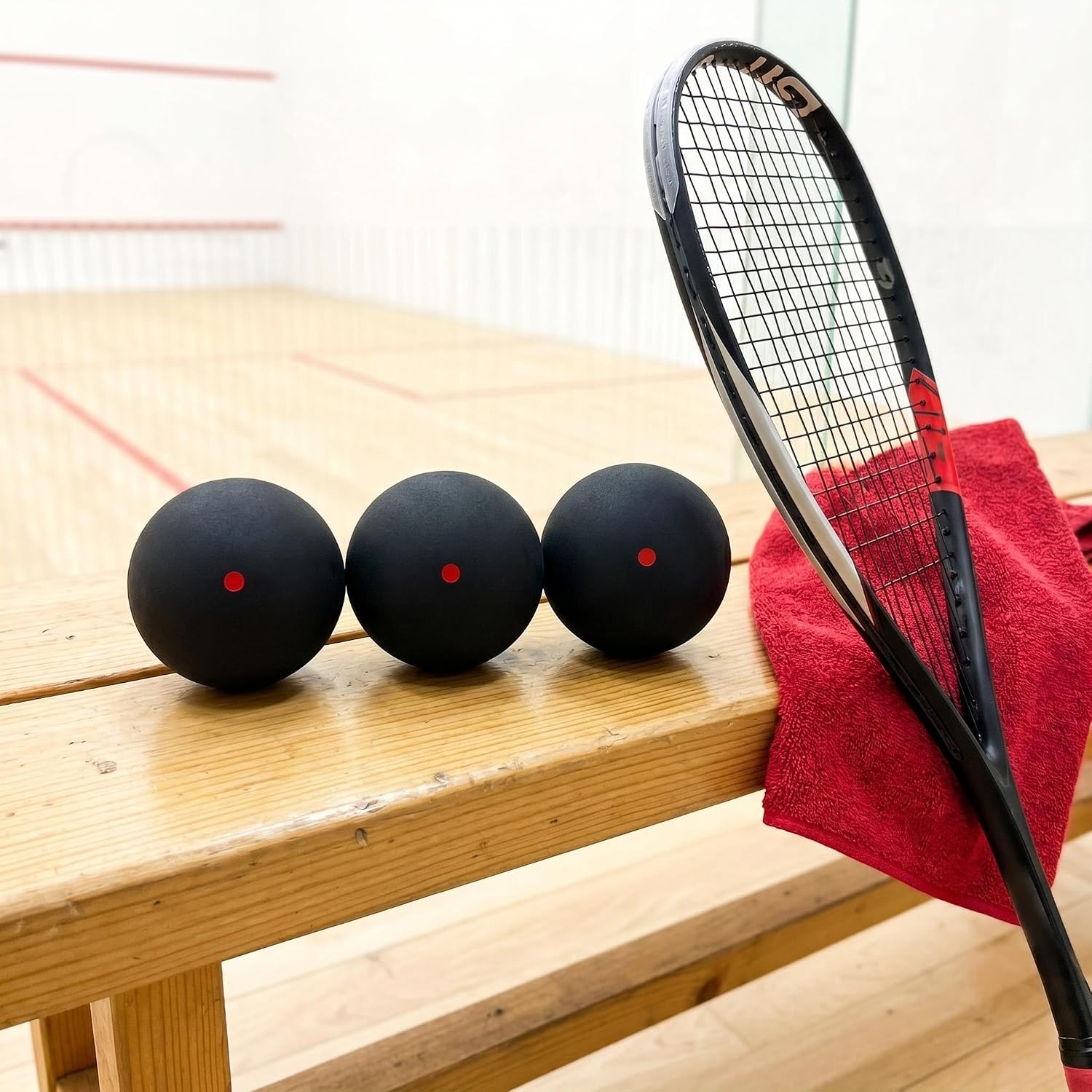 3 Pieces Black with Red Dot Squash Ball Custom Logo Professional high Elasticity Resistant to Play for Training and Practice