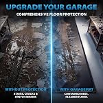 7'9" x 16' Tapis de garage lourd - Mat de confinement imperméable à la pluie avec 1.2" Des bords levés, 610GSM PVC Garage Tapis de voiture pour under Car to Trap Mud & Huile non glissante