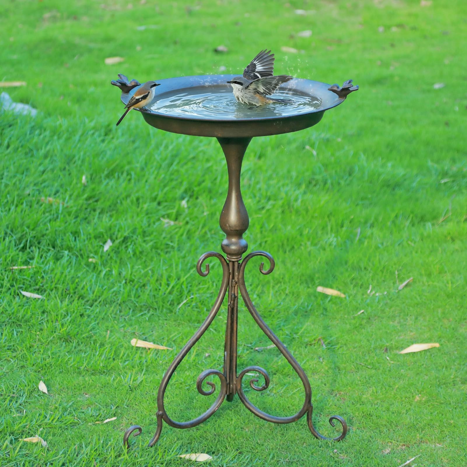 Dia 18" W*28" H Large Metal Bird Bath with Stand, Bird Baths for Outdoors