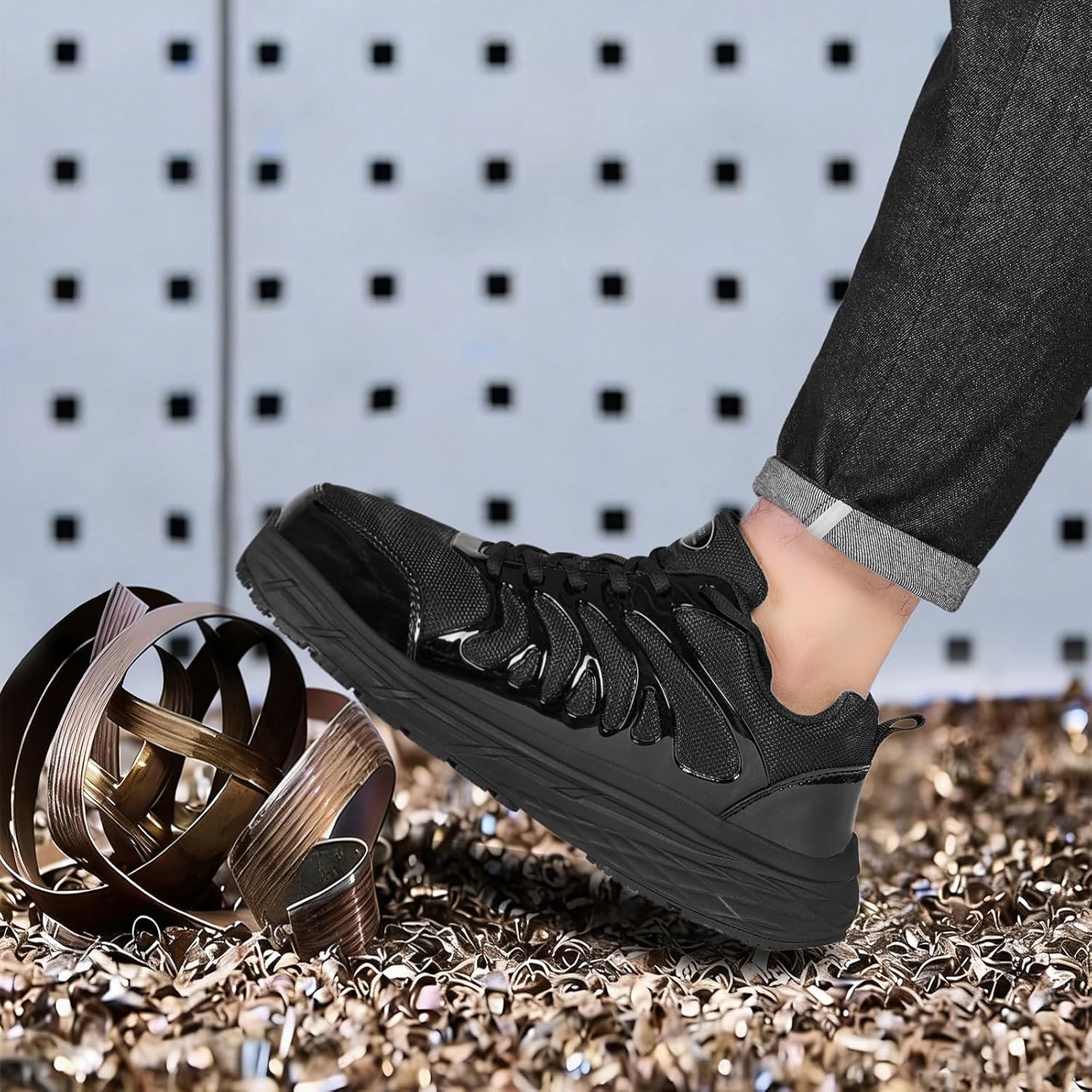 LIANGGO Steel Toe Shoes for Men Women Wide Toe Box Non Slip Safety Sneakers Lightweight Comfortable Design with Puncture Resistant Midsole and Shock Absorbing Cushion for Warehouse and Delivery - Image 2