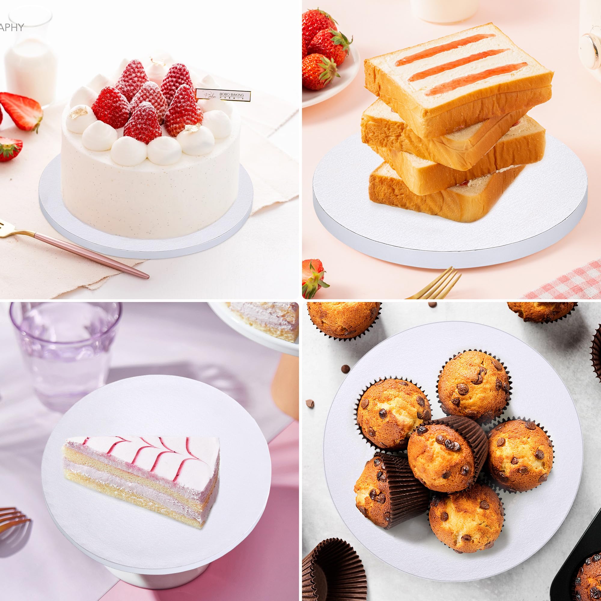 Plateaux Pour Gâteaux Ronds – Lot De 5 – Diamètre 25 Cm, épaisseur 12 Mm – Blancs, Réutilisables, Antidérapants – Pour Pâtisserie Maison Ou Pro