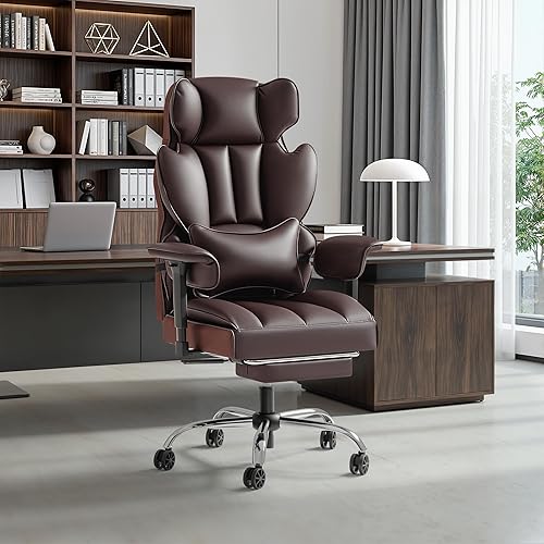 Miniatura 2 de Furmax Silla de oficina grande y alta, silla de juegos de respaldo alto con reposapiés para personas pesadas, silla de oficina ergonómica cómoda de