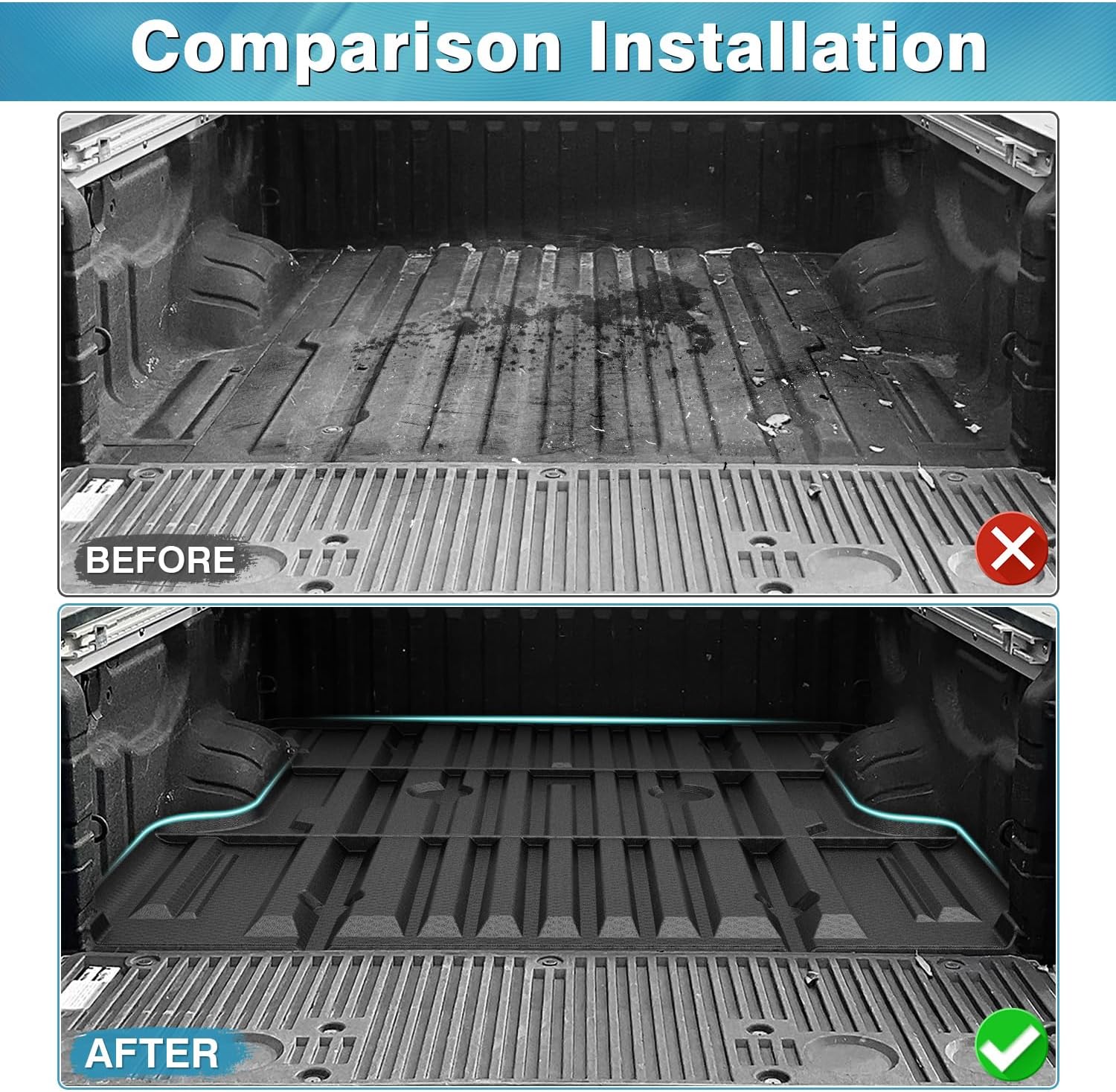 Mixsuper Truck Bed Mat for Nissan Titan 2017-2024 & XD 2016-2024 (Non Equipped Truck Bed Storage), All Weather Bed Liner for Titan Accessories TPE Durable Odorless Black