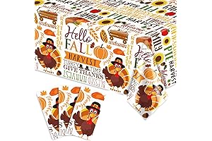 Whaline 3Pcs Turkey Birthday Party Tablecloth Decorations