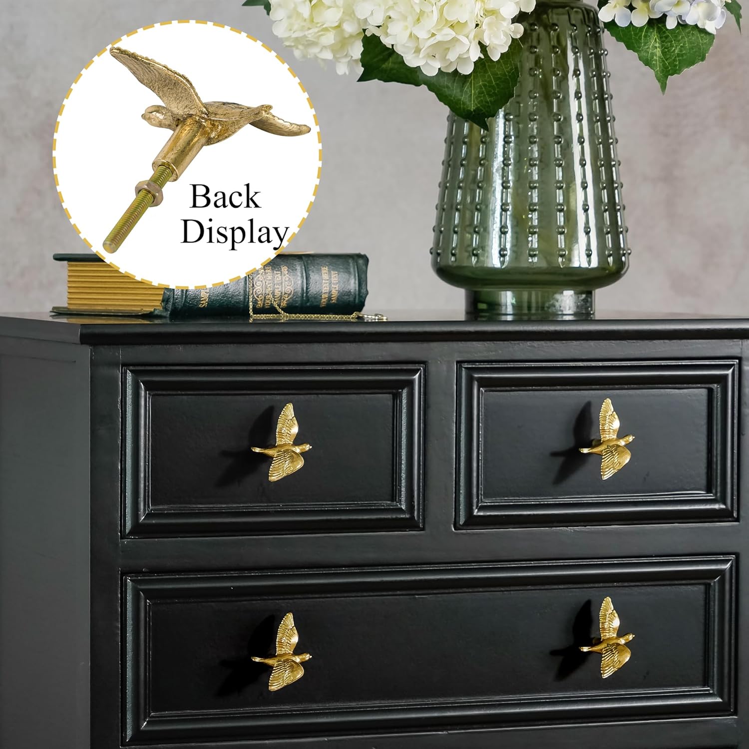 SOFFEE DESIGN 2PCS Gold Flying Dove Cabinet Knob,Vintage Drawer Pulls for Dresser Vanity, Kitchen Hardware, Peace Symbol Decor