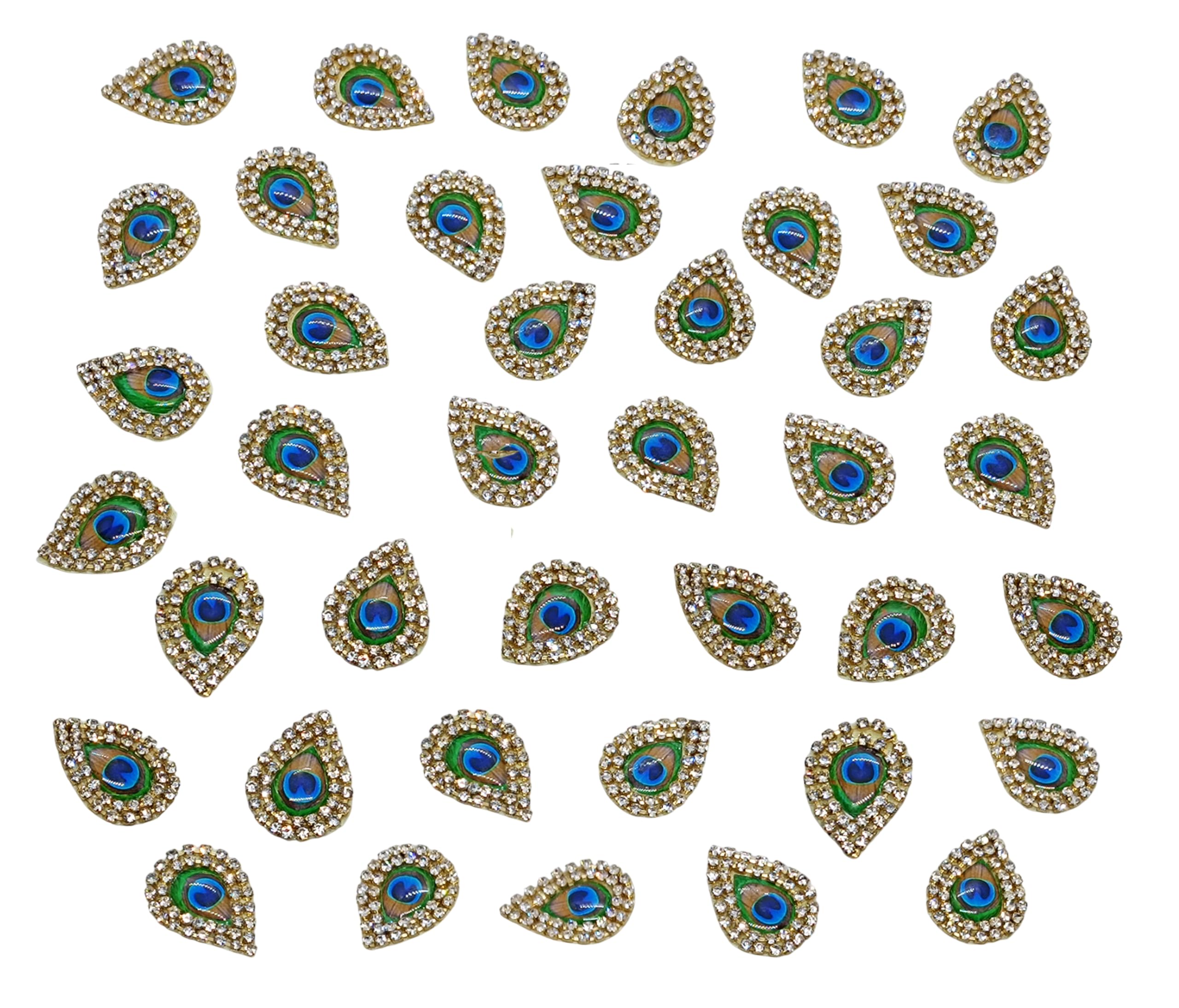 Exquisite Applique with Artificial Peacock Feather and Artificial Chain Stone Patches for Cloth, Accessories, Home décor, and Various Craft Projects Decoration (D091) (25 Pieces)-image-28