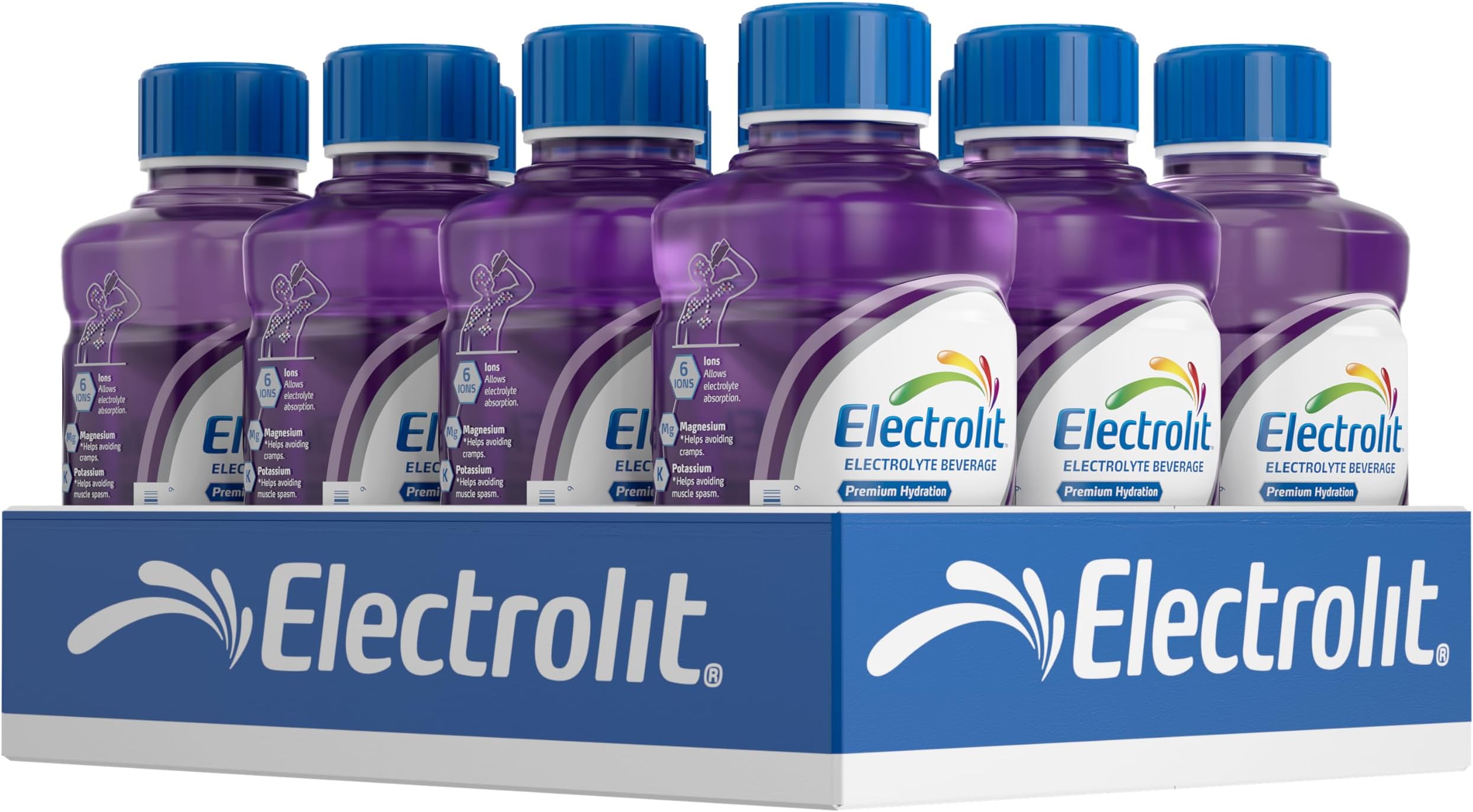 Electrolit, Electrolyte Beverage, Grape, 21 Fl Oz bottle (Pack of 12)