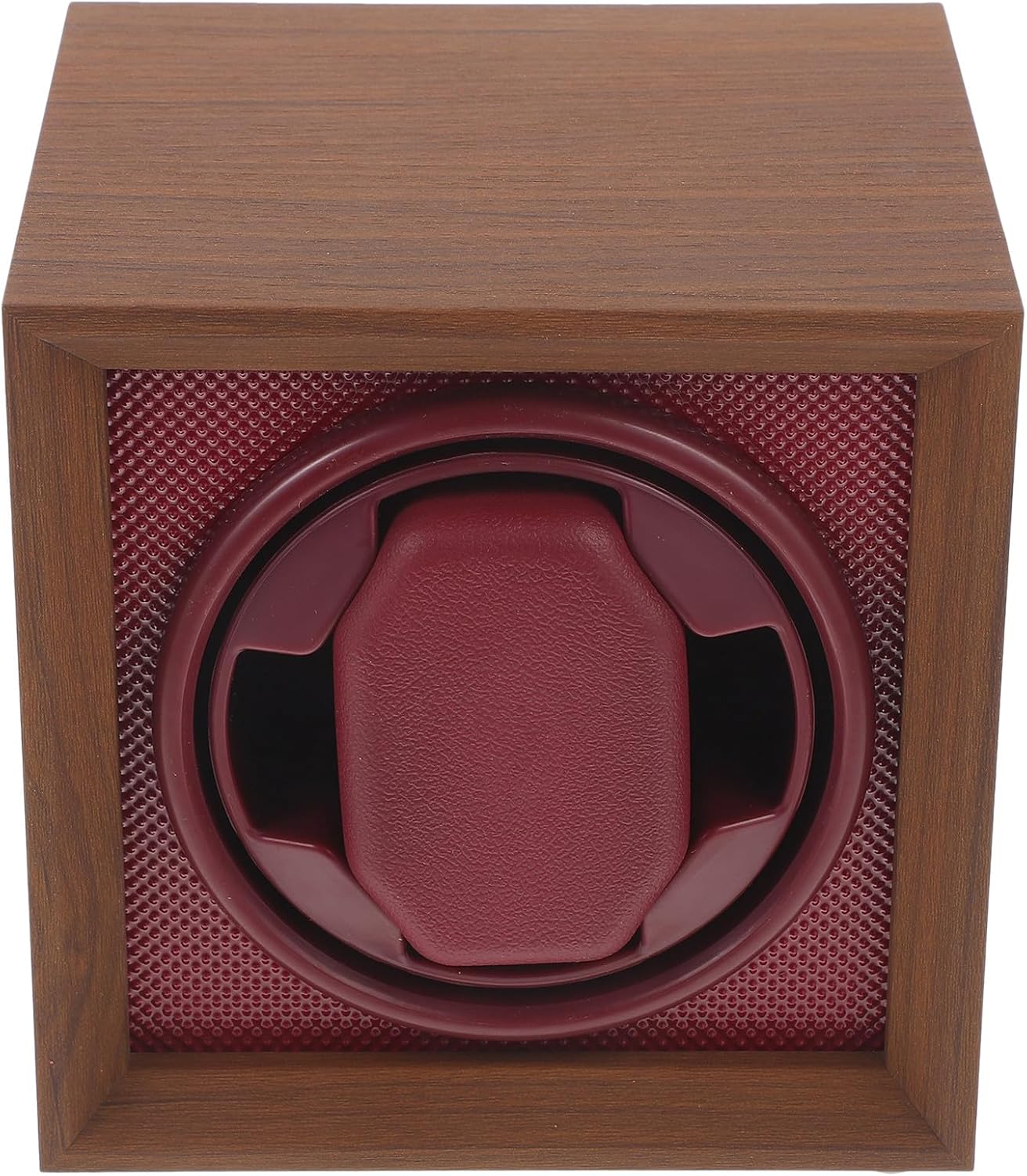 Healifty Watch Winder Box for Automatic Mechanical Watches, Black Walnut Wood Vintage Display Case with Deep Red Abs Panel, 1+0 Adjustable Speed Settings, Suitable for Men’s Wristwatch