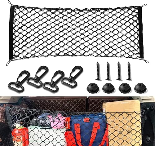 Red de carga trasera para automóvil, red de almacenamiento de carga para maletero con ganchos, red de malla elástica para almacenamiento de carga,