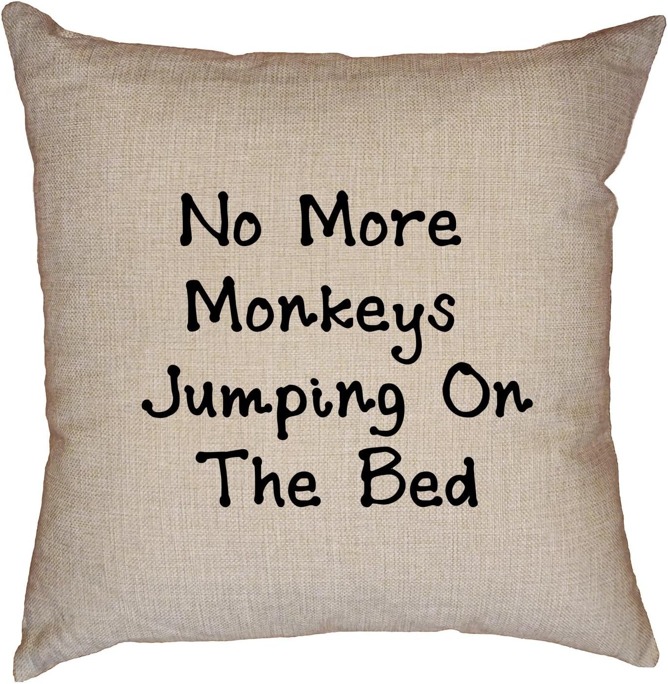 Hollywood ThreadMonkeys - No More Monkeys Jumping On The Bed Decorative Linen Throw Cushion Pillow Case with Insert